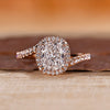 Bypass cushion ring with halo style setting.
