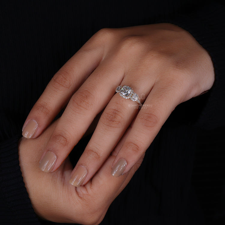 Three Stone Engagement Ring with prong setting
