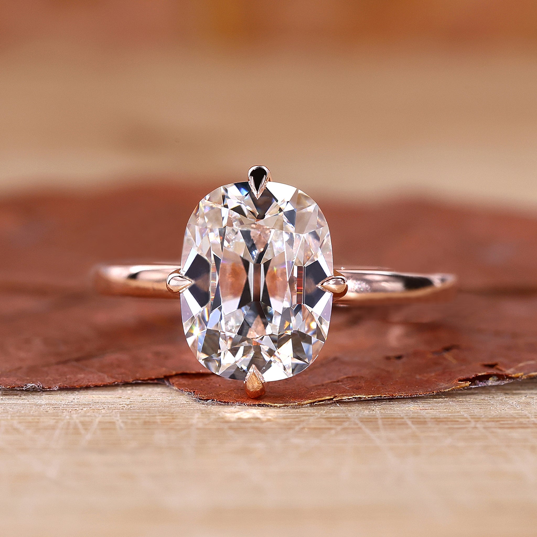 Cushion Cut Engagement Ring with old mine cut diamond ring
