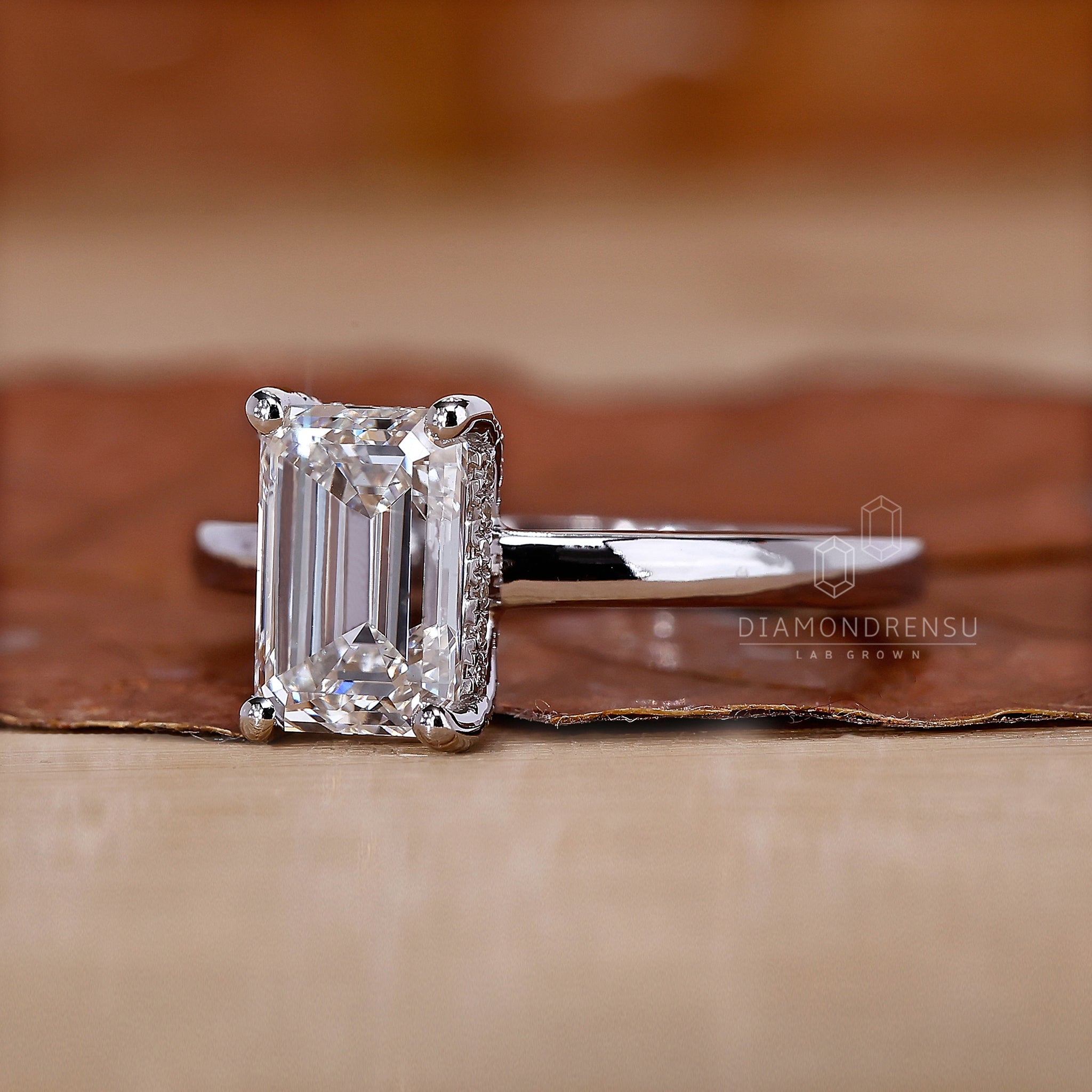 Handmade white gold ring with lab grown diamond.
