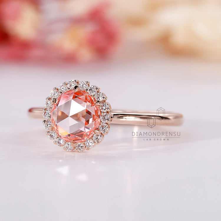 Halo engagement ring in custom engagement ring setting
