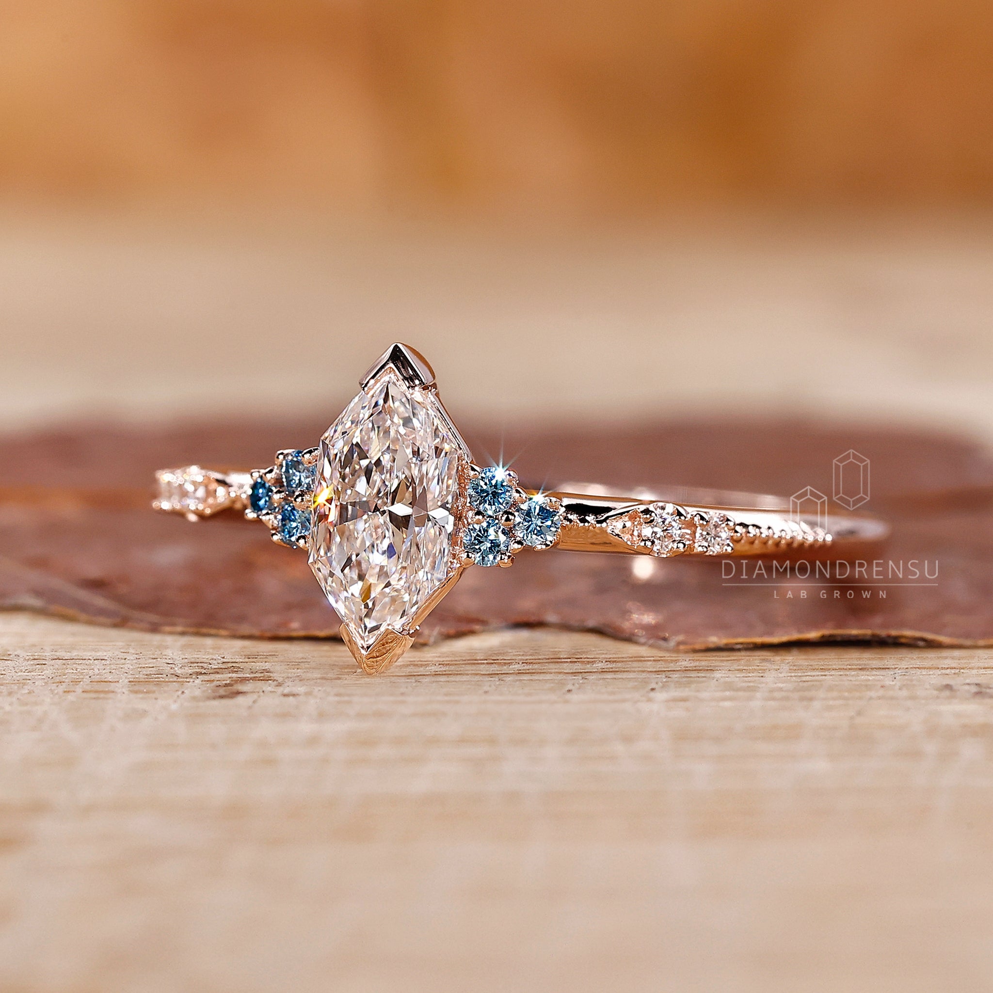 This rose gold engagement ring is a popular choice.

