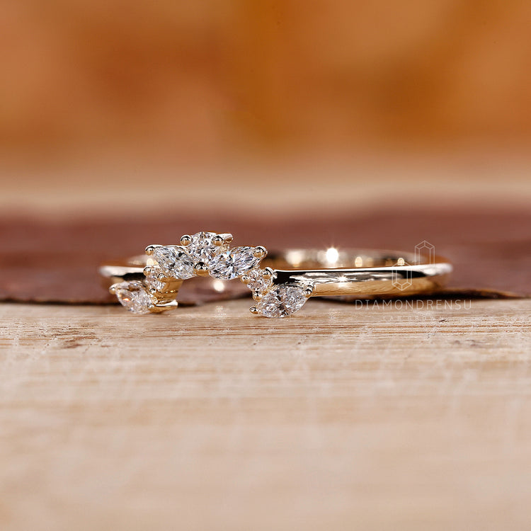 Yellow gold tiara shaped wedding ring.
