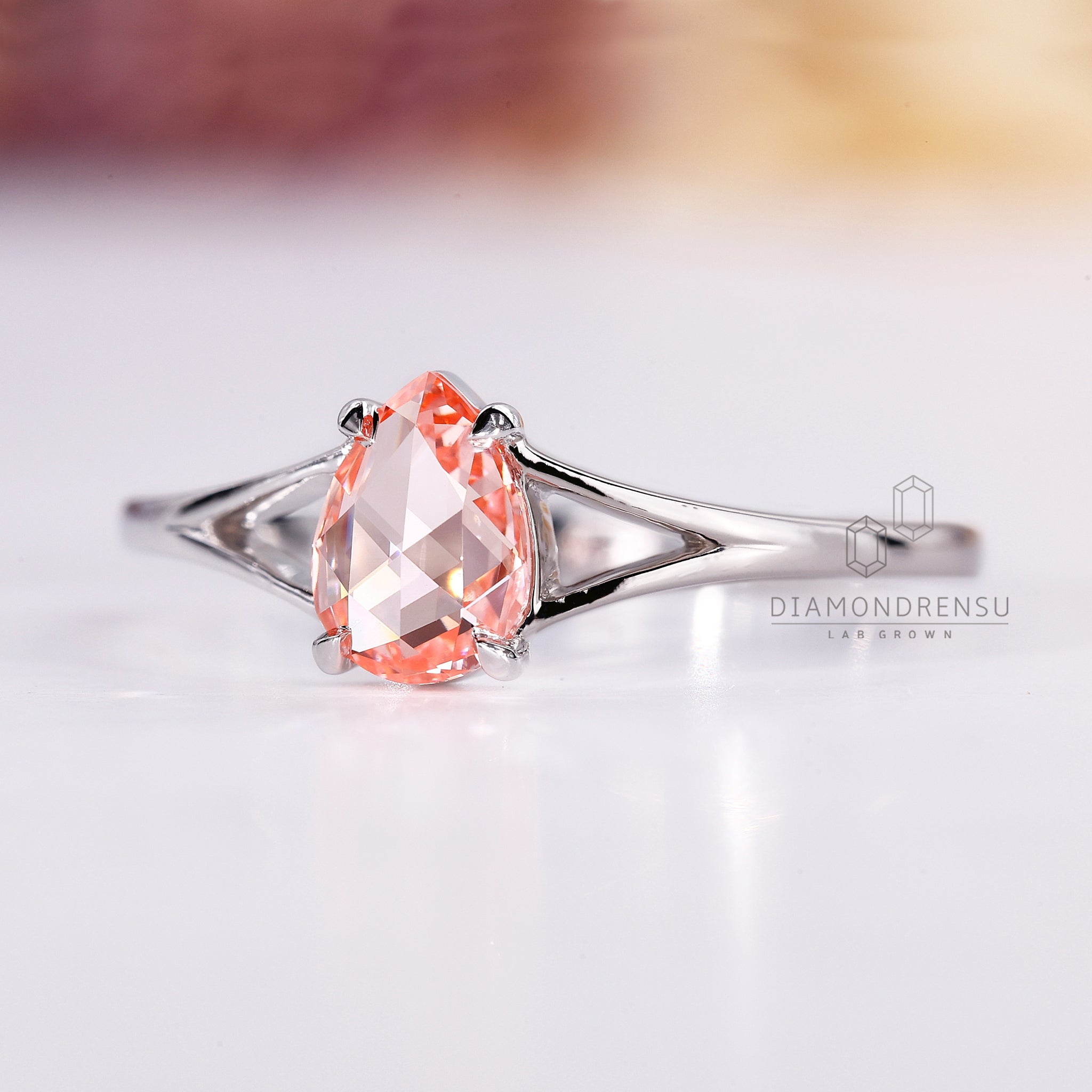 White gold ring in split shank ring design
