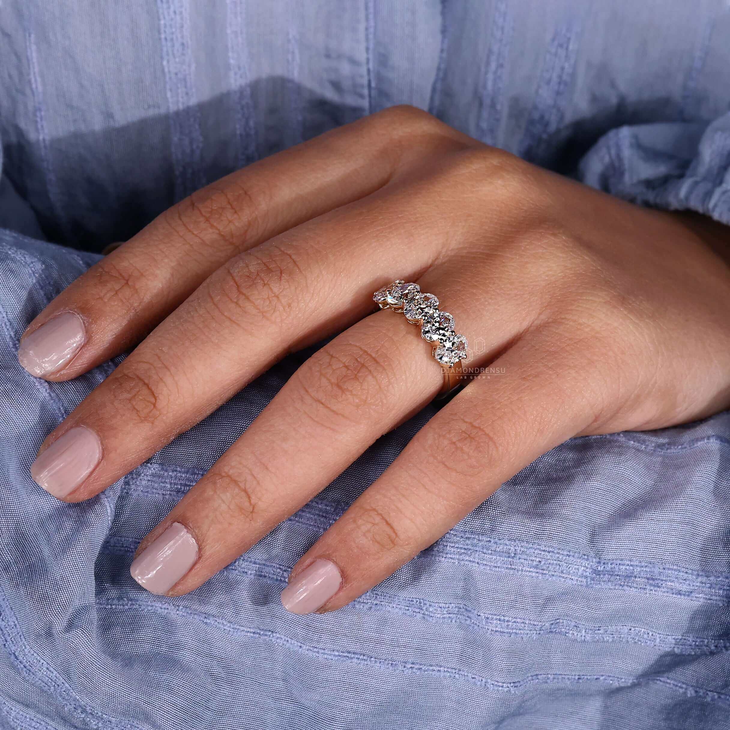 Handmade five stone oval ring perfect for engagements.