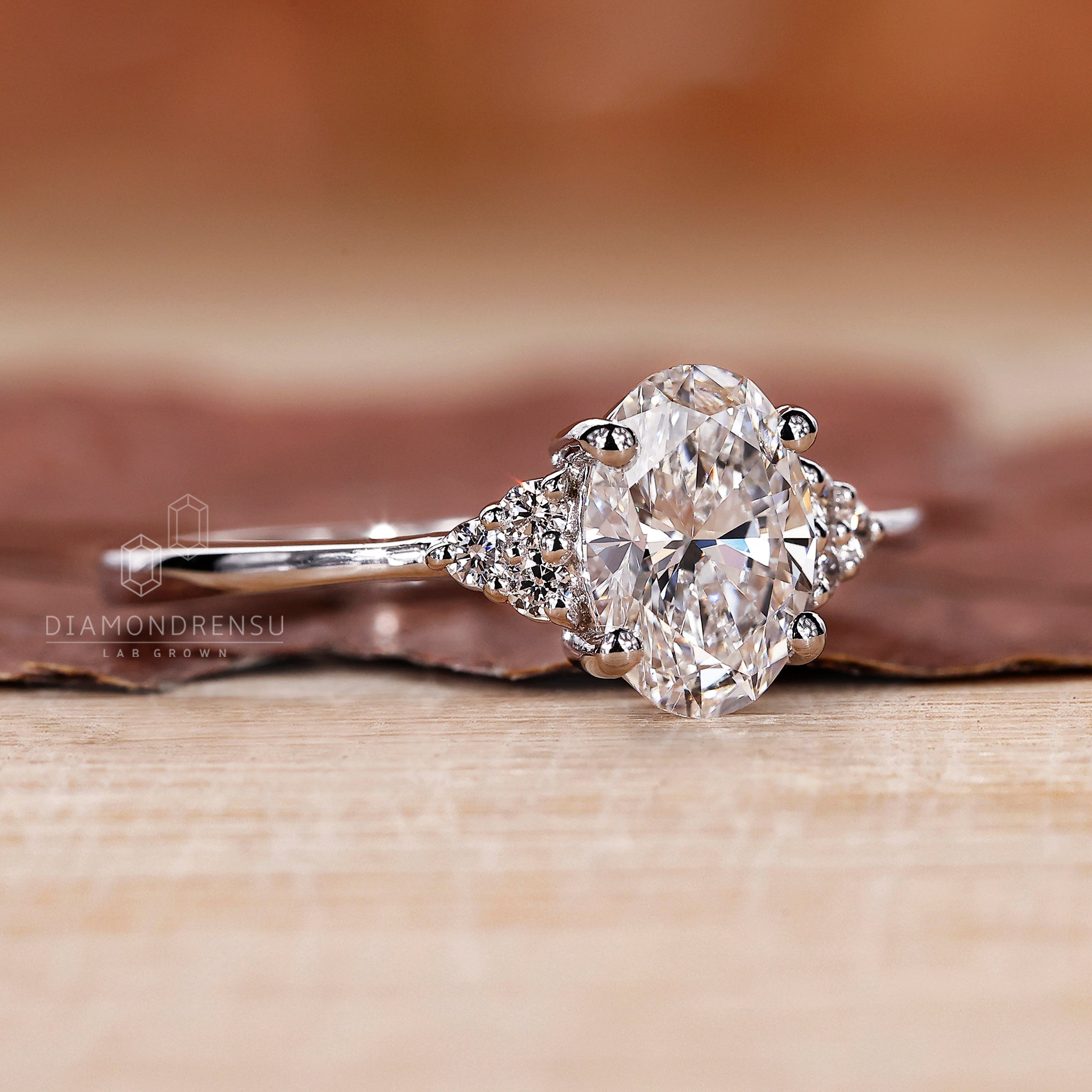 IGI certified lab grown diamond in a handmade prong setting ring.
