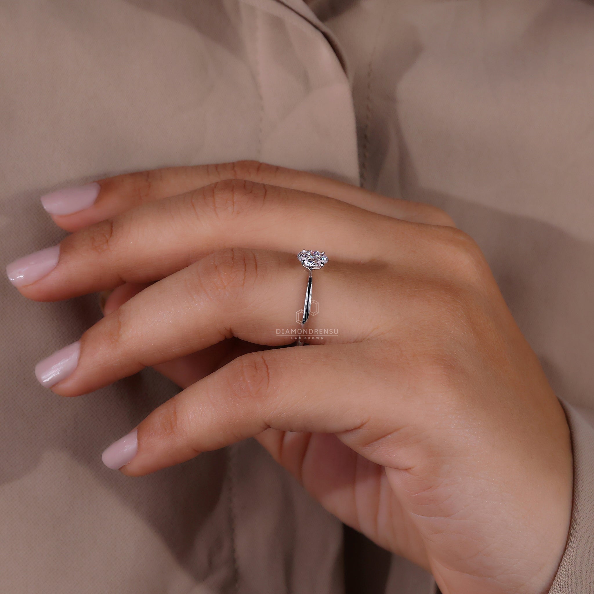 IGI certified oval solitaire engagement ring.
