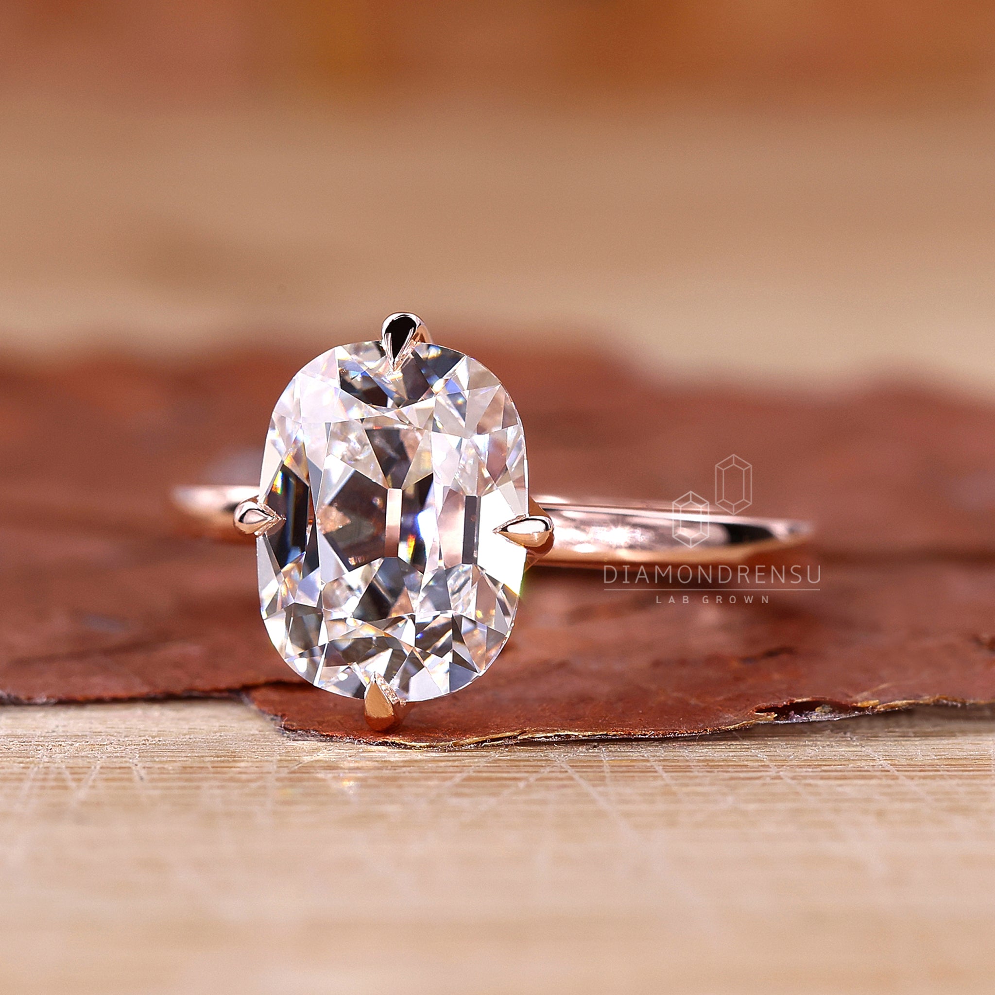 Rose gold ring with solitaire diamond ring
