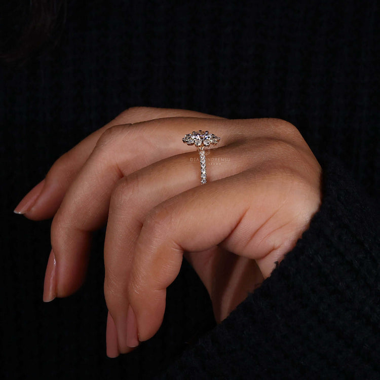 Sophisticated cluster diamond engagement ring for timeless beauty.