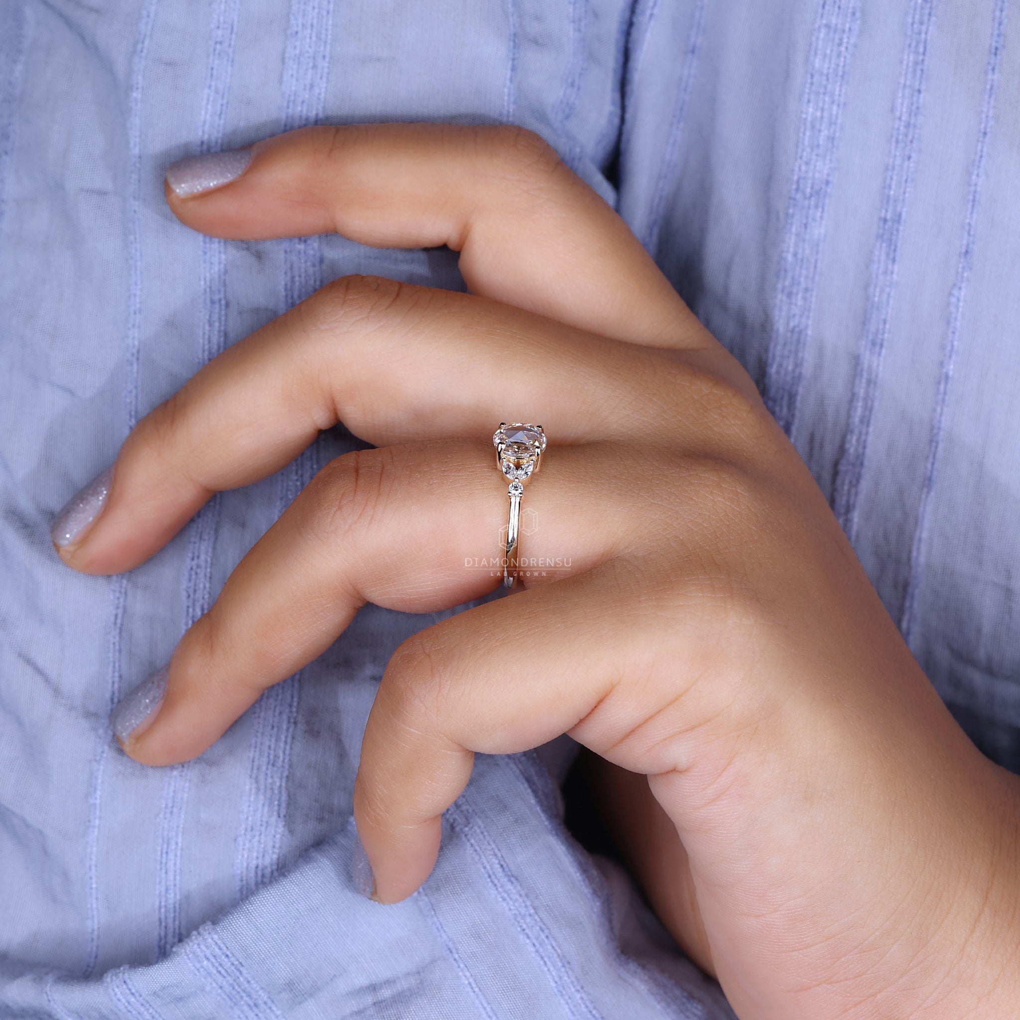 Handmade ring showcasing a unique rose cut diamond.