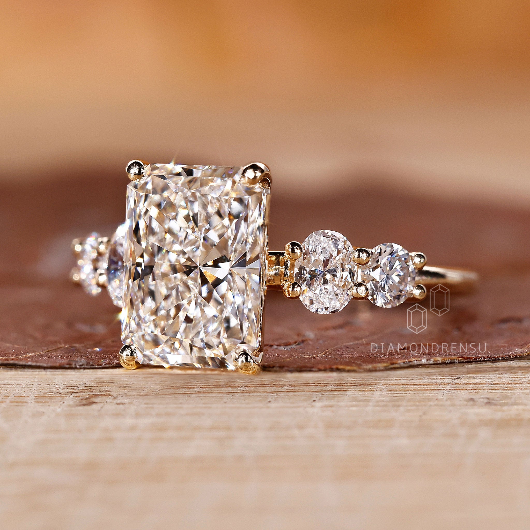 Prong setting holds each diamond firmly in place.
