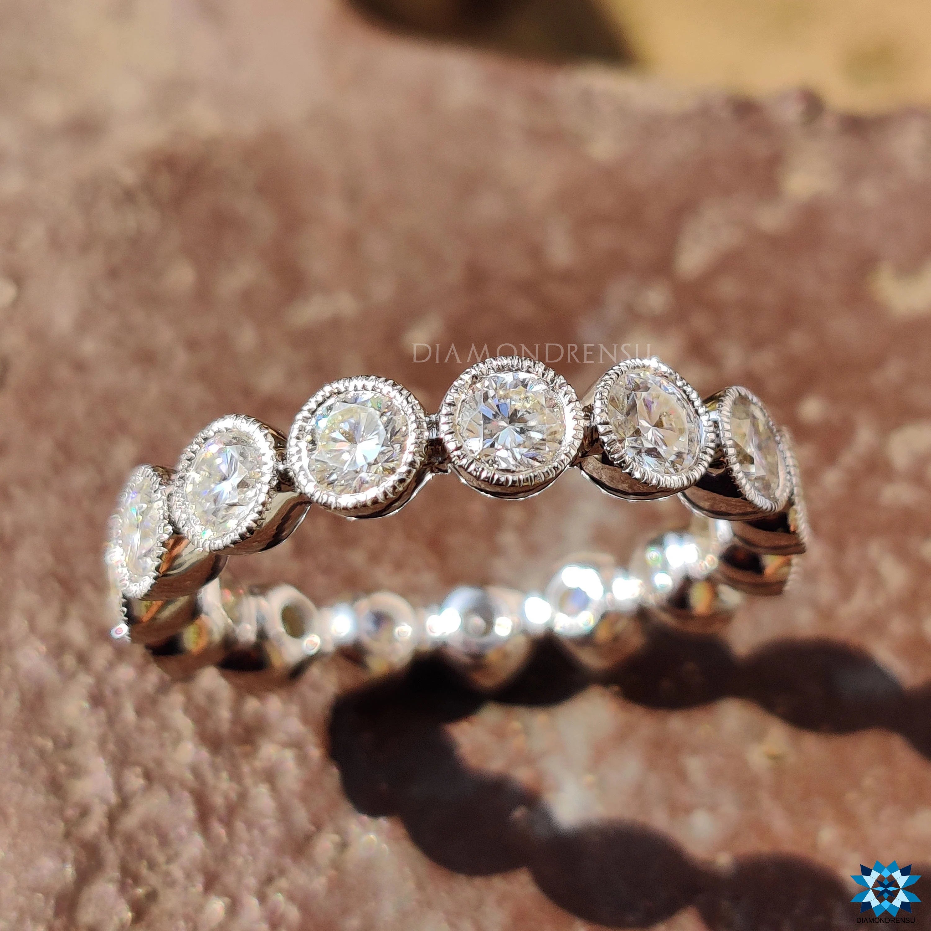 Eternity White Gold Milgrain Wedding Band