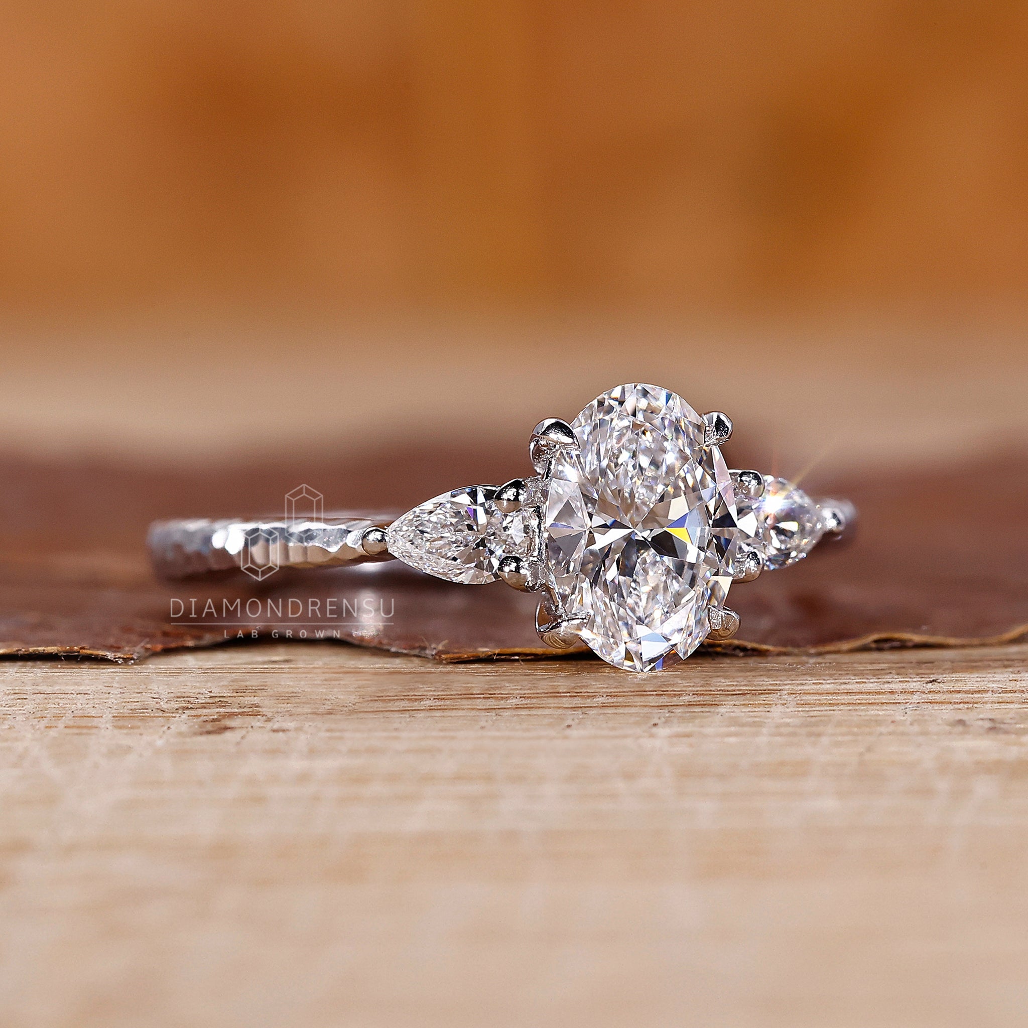 Handmade ring featuring oval cut diamond ring style.
