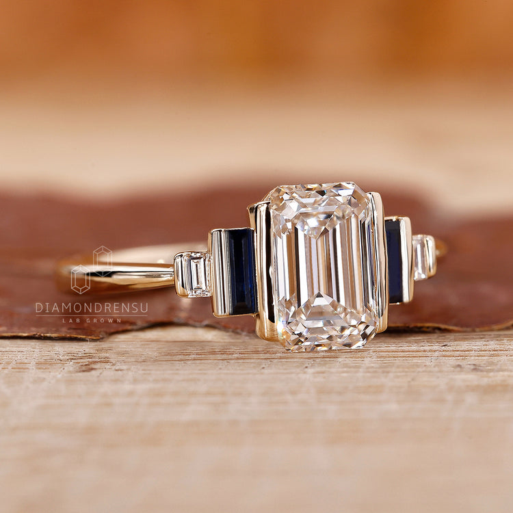 Semi bezel set ring in 5 Stone Diamond Ring style
