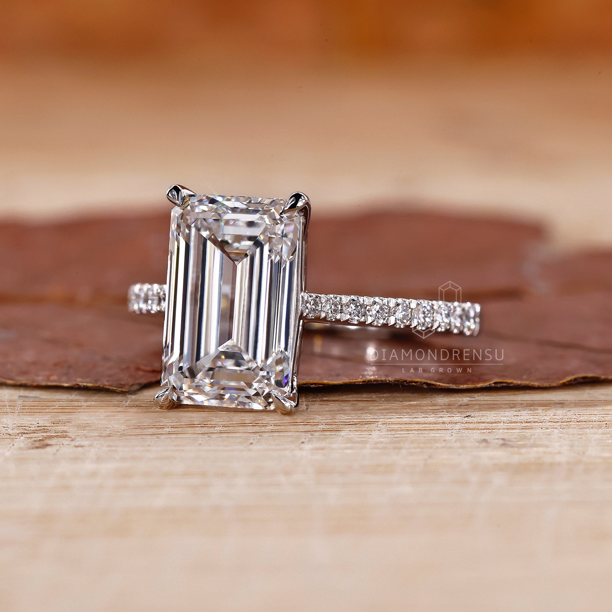 Buy engagement ring featuring pave setting design.
