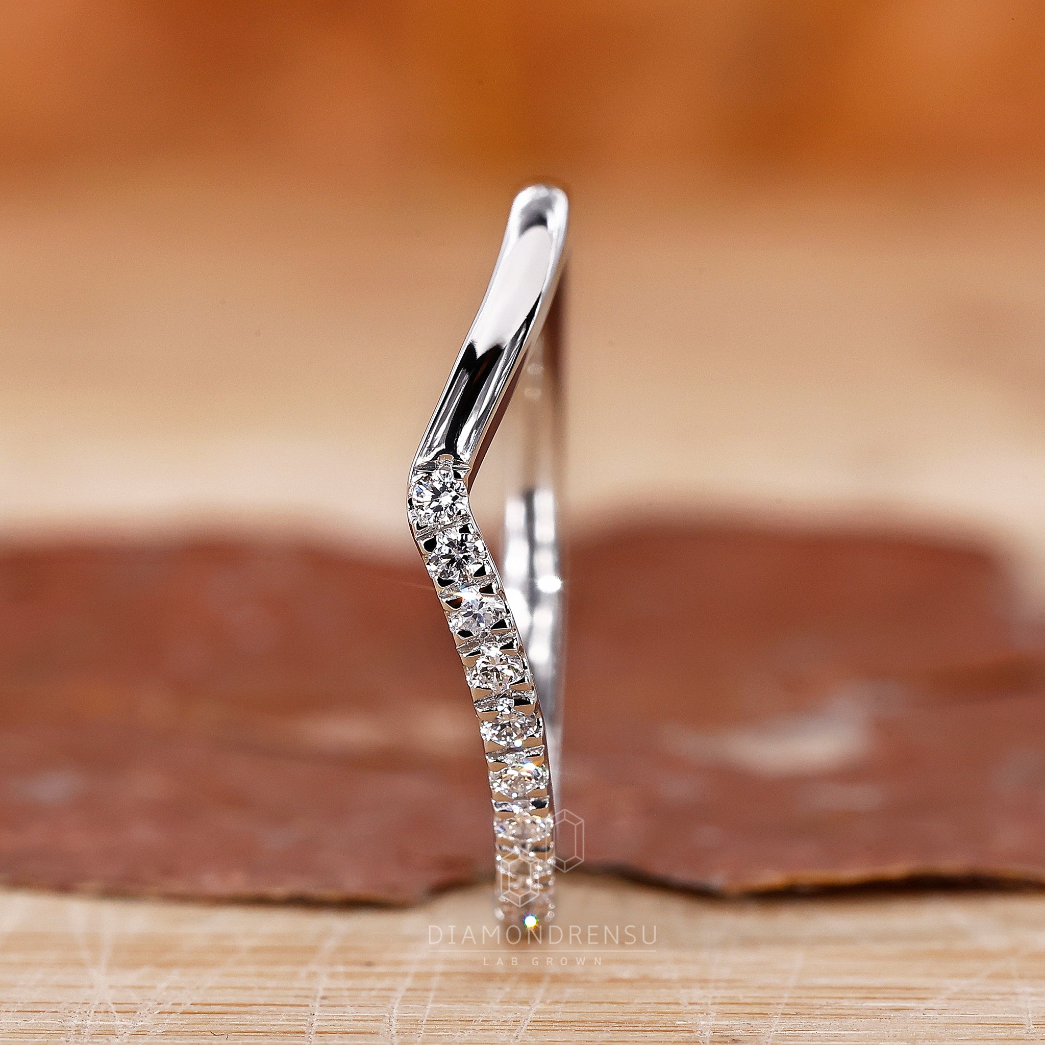 Unique wedding band in chevron setting
