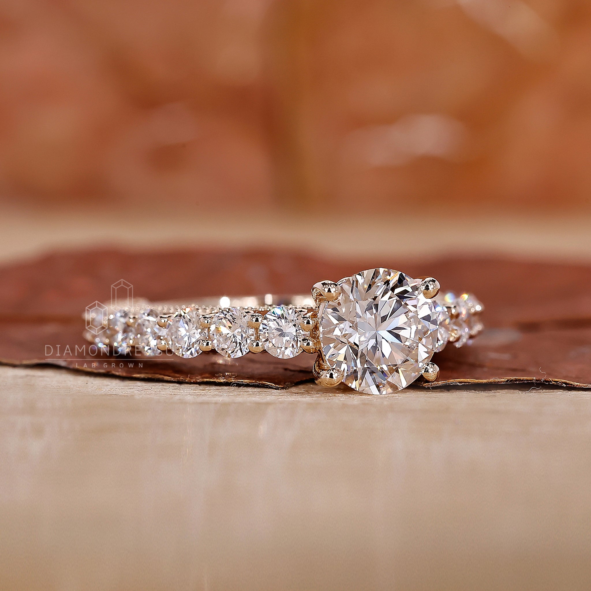 IGI certified lab grown diamond in a handmade ring.
