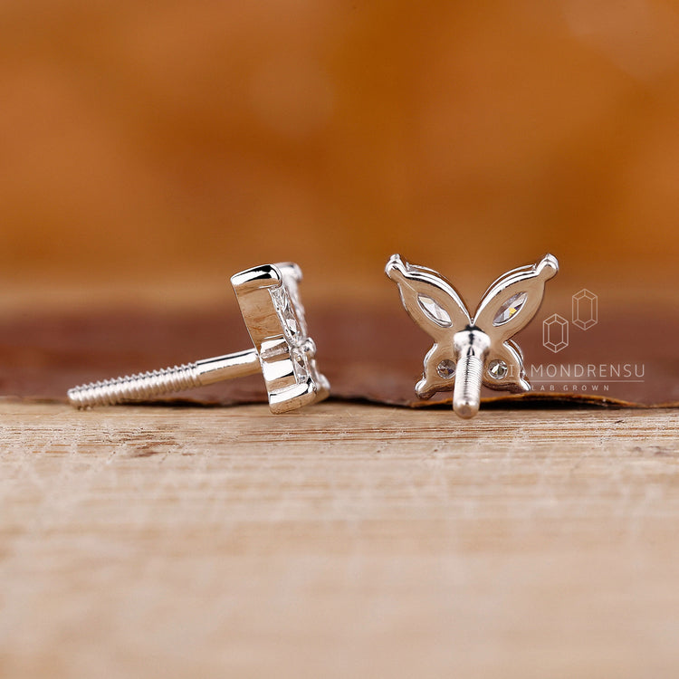 Marquise cut diamond stud earrings.