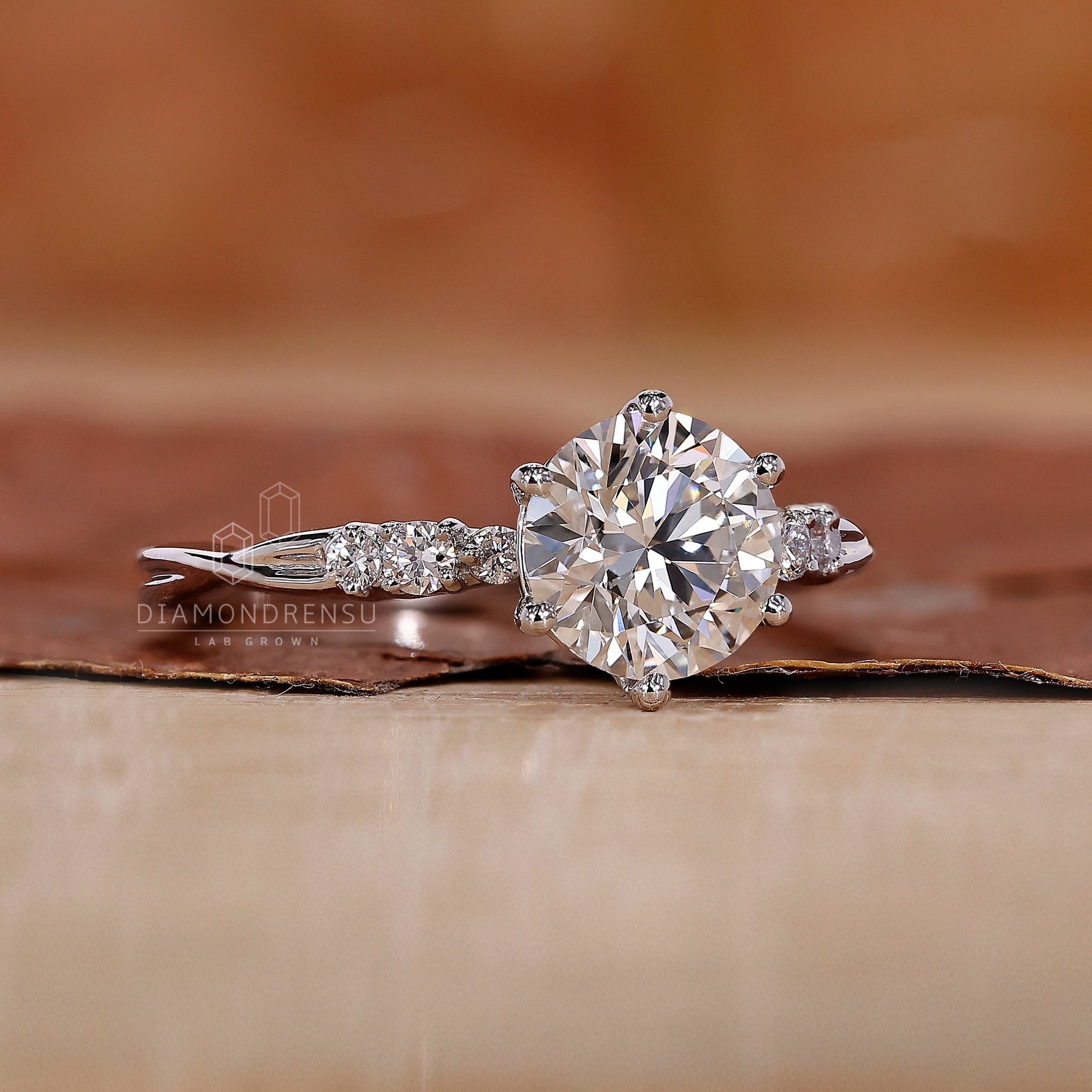 IGI certified lab grown diamond in a handmade ring.

