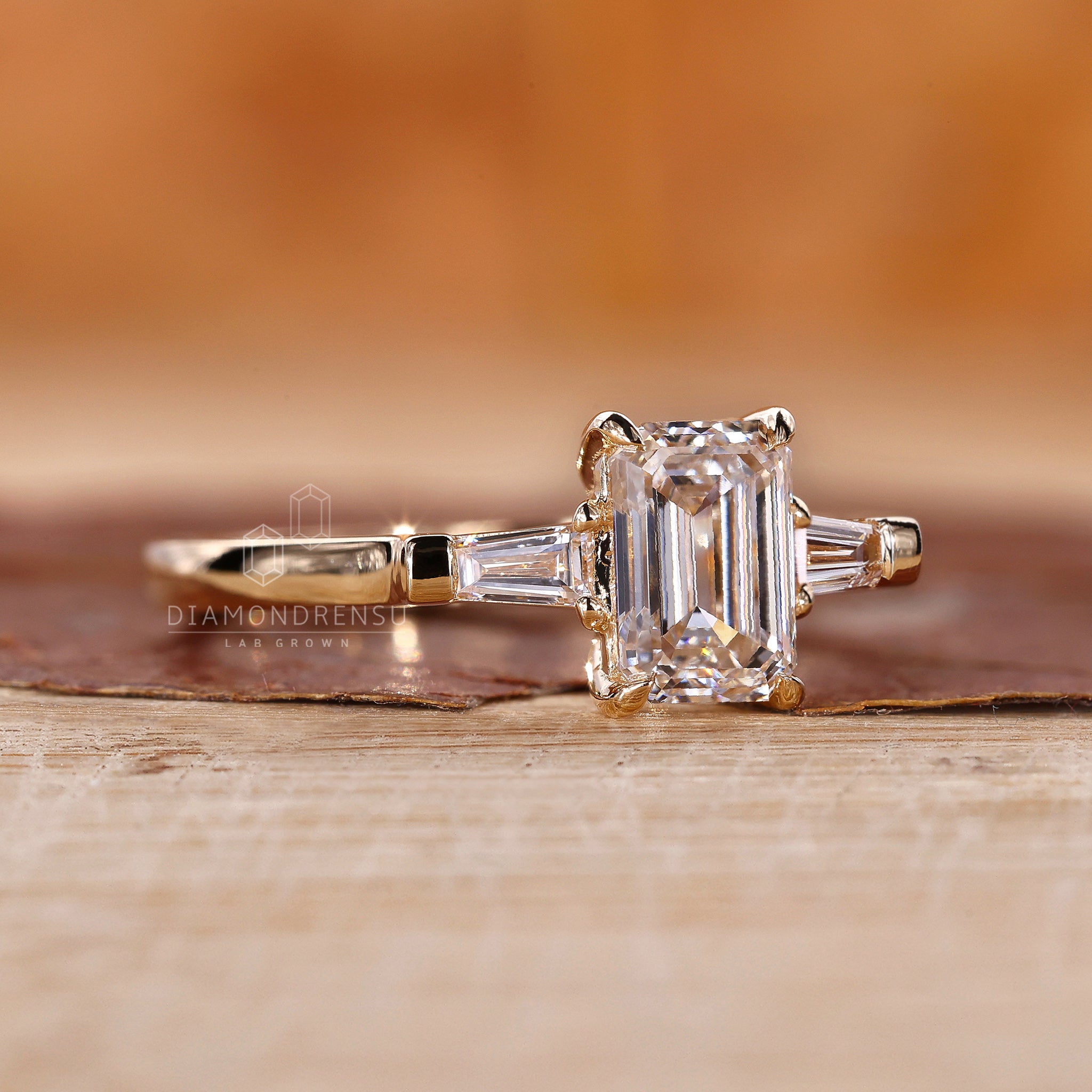 Custom engagement ring with IGI certified lab diamond and 4 claw prong set ring.
