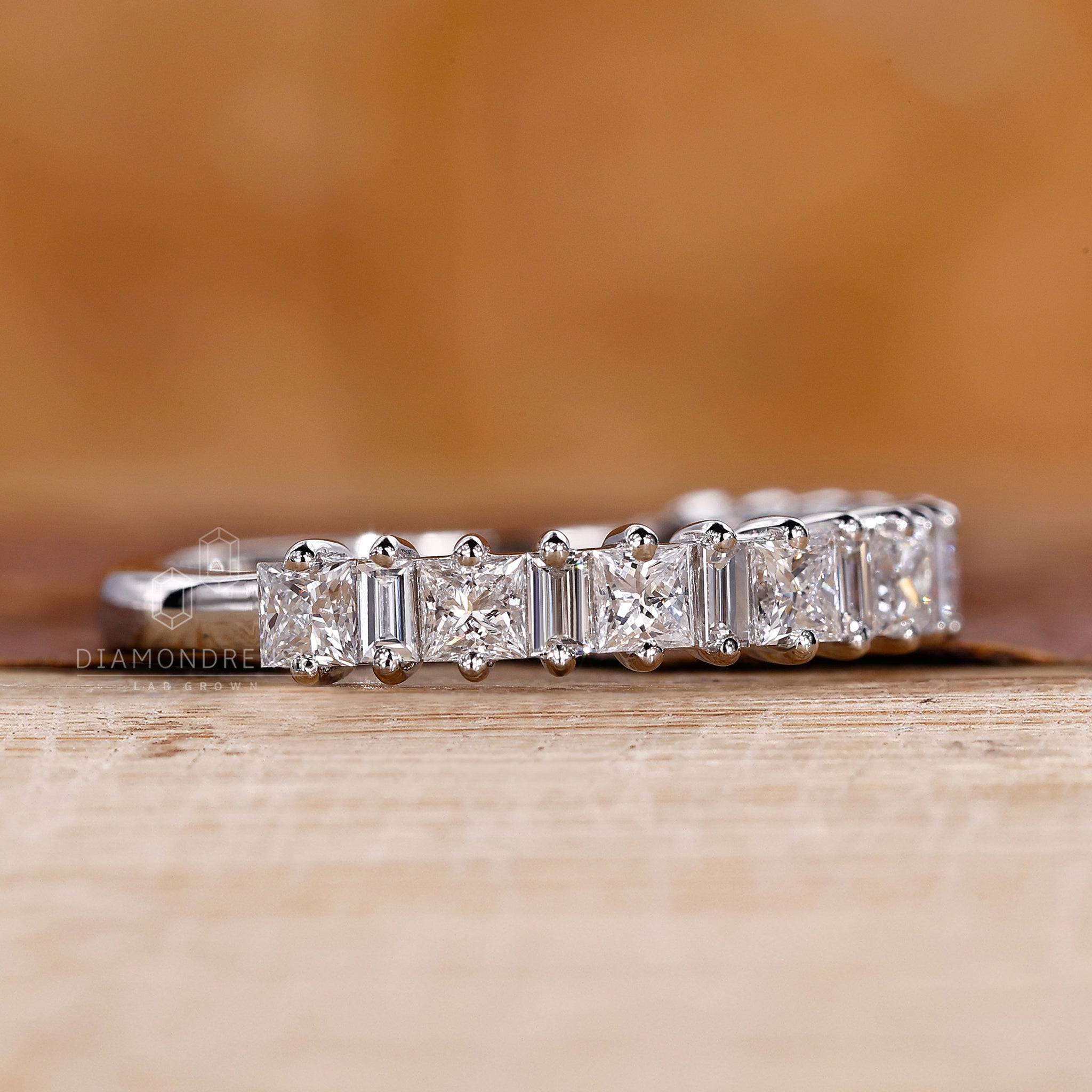 Prong Setting for princess cut wedding band
