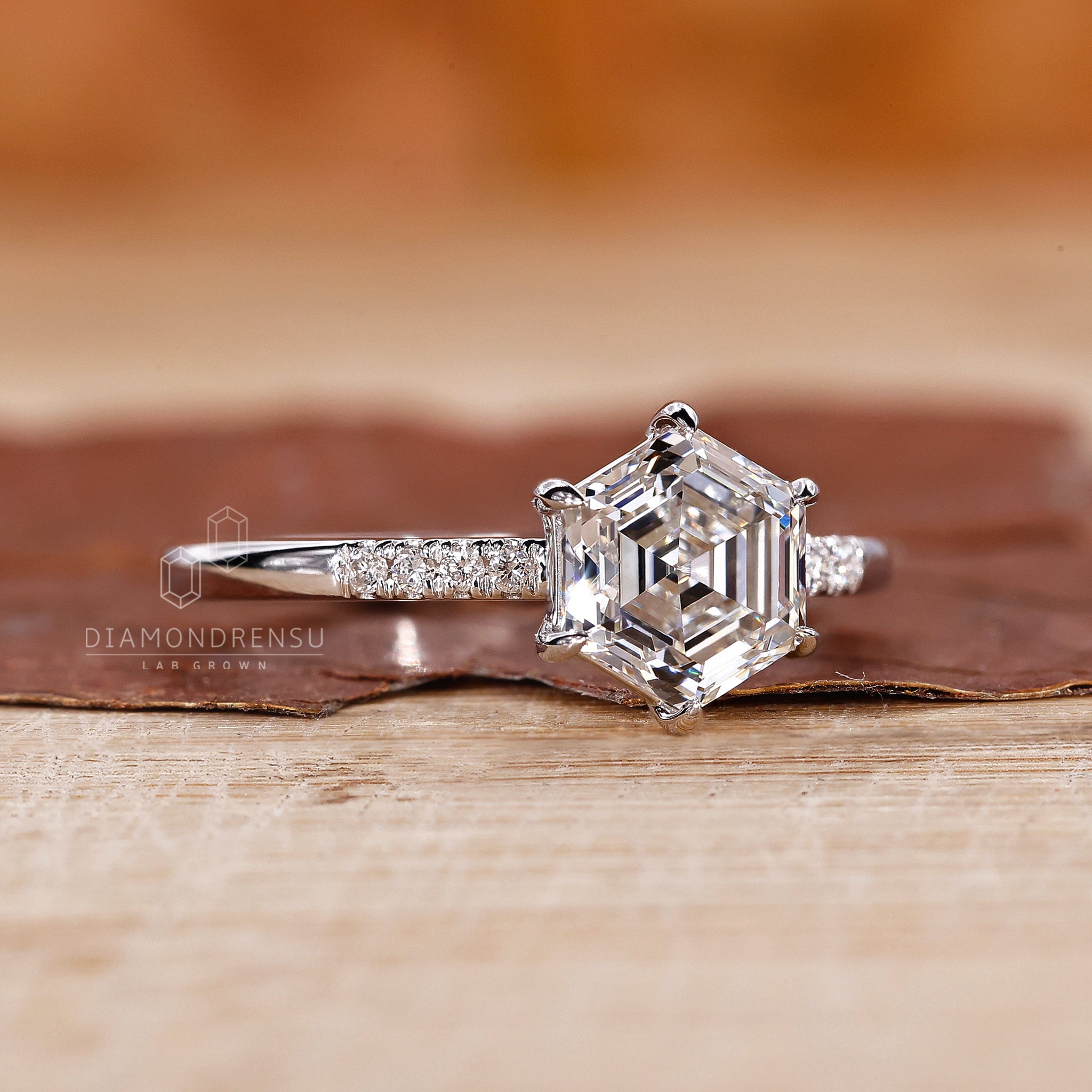 Custom engagement ring with 6 claw prong setting.

