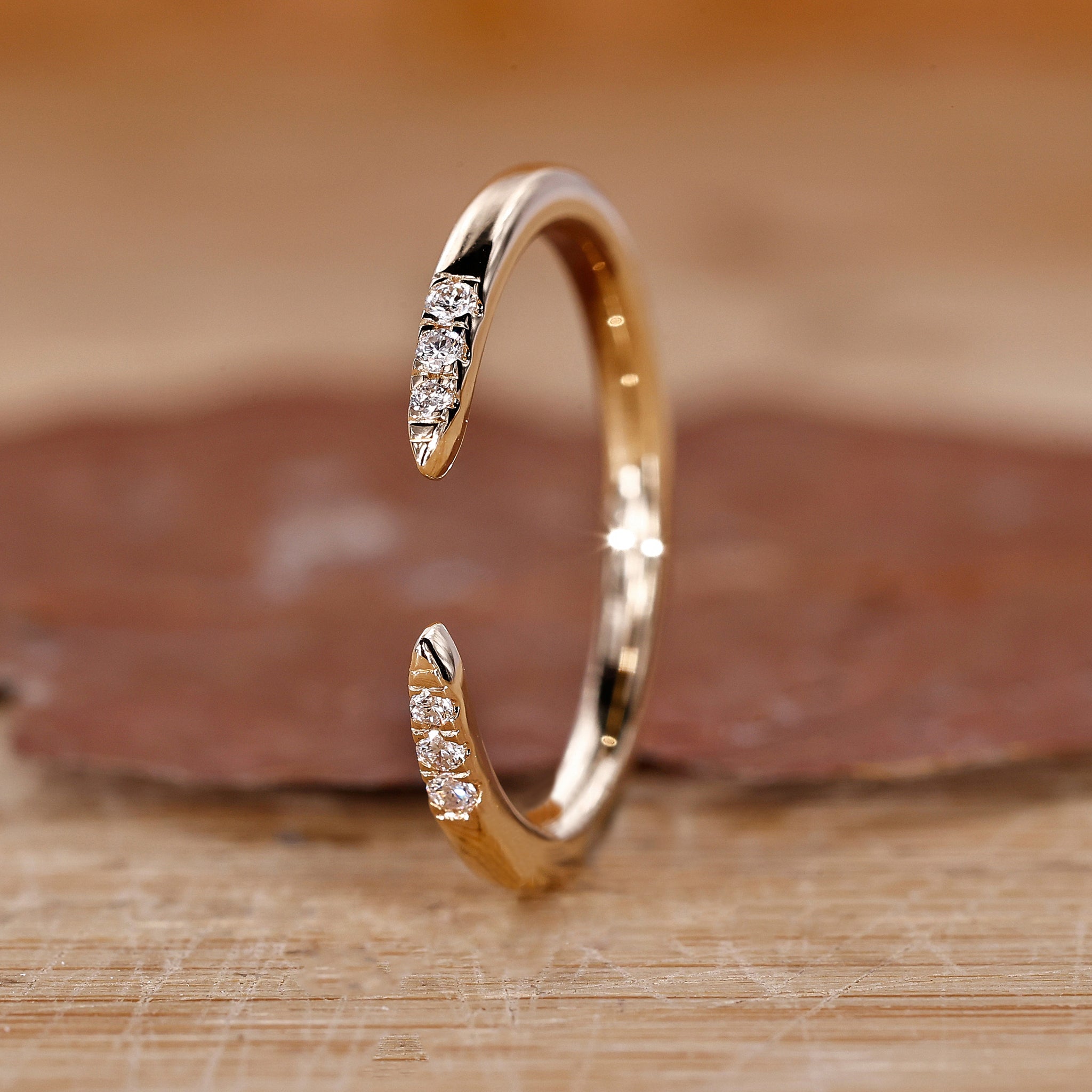 Open Gap Wedding Band in prong setting