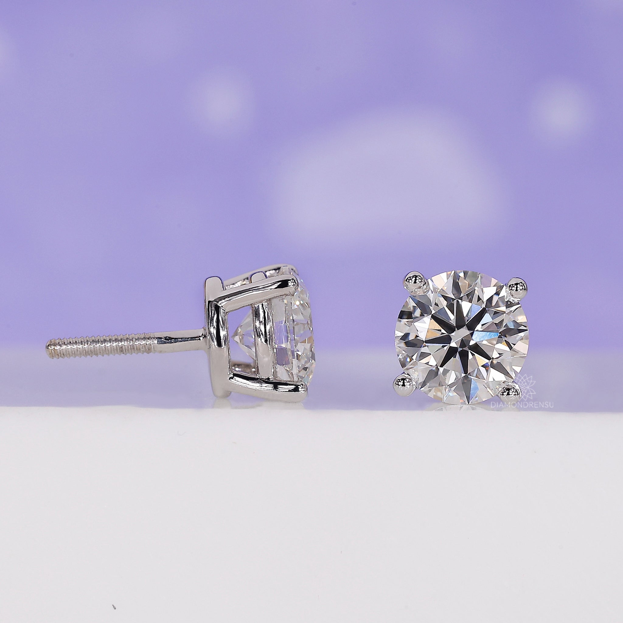 Handmade diamond stud earrings for women.