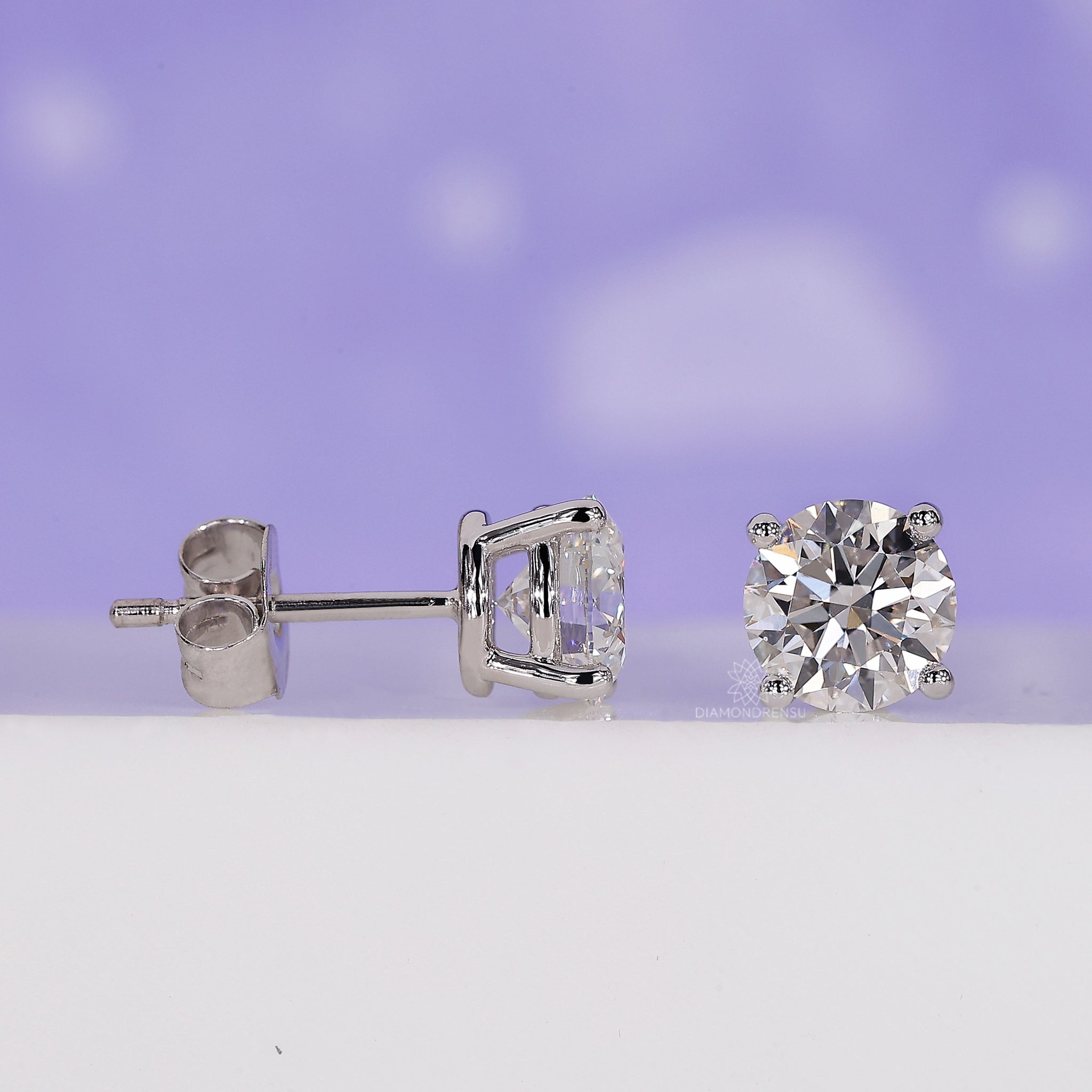 Diamond stud earrings UK crafted with lab grown stones and secure gold settings.