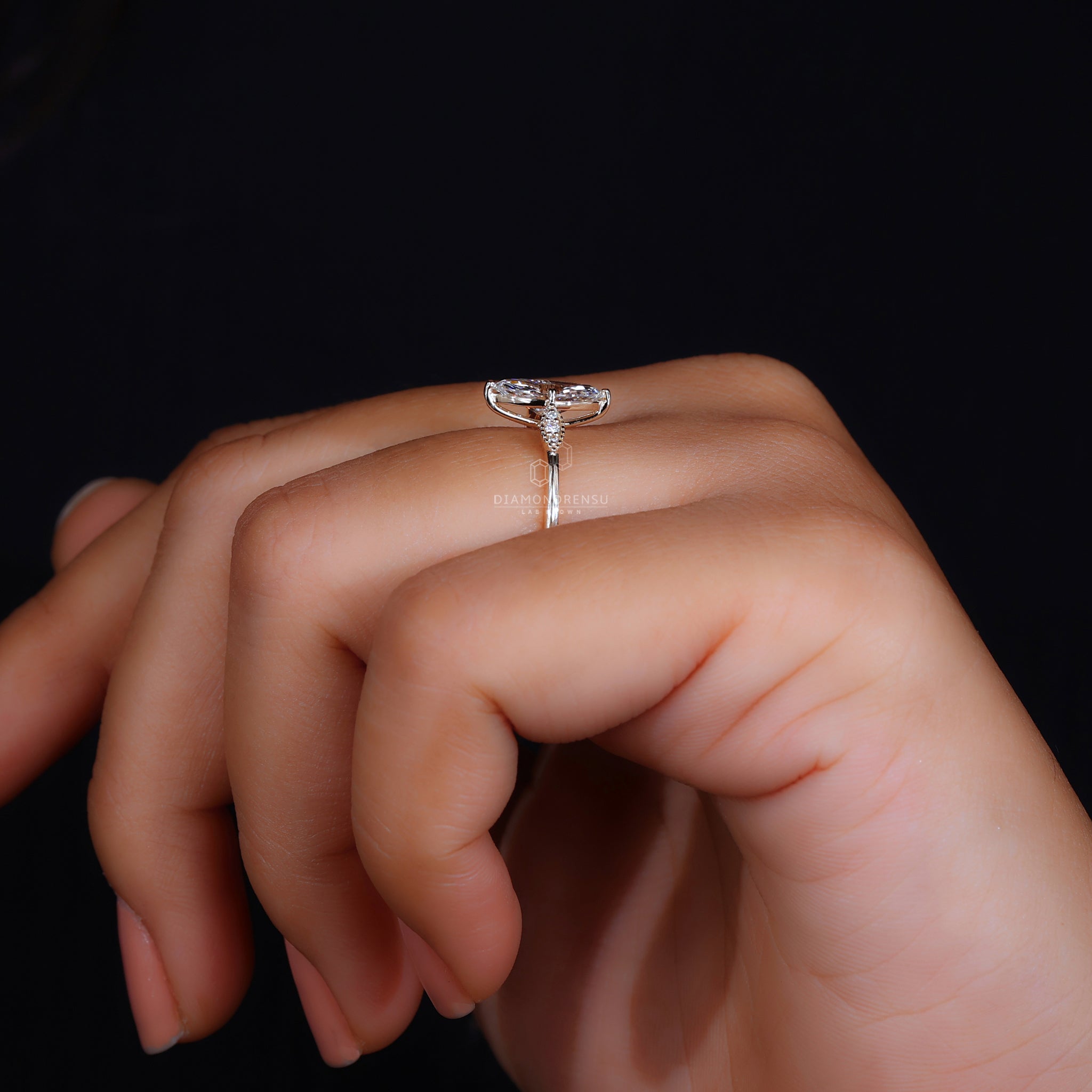 IGI certified marquise engagement ring.
