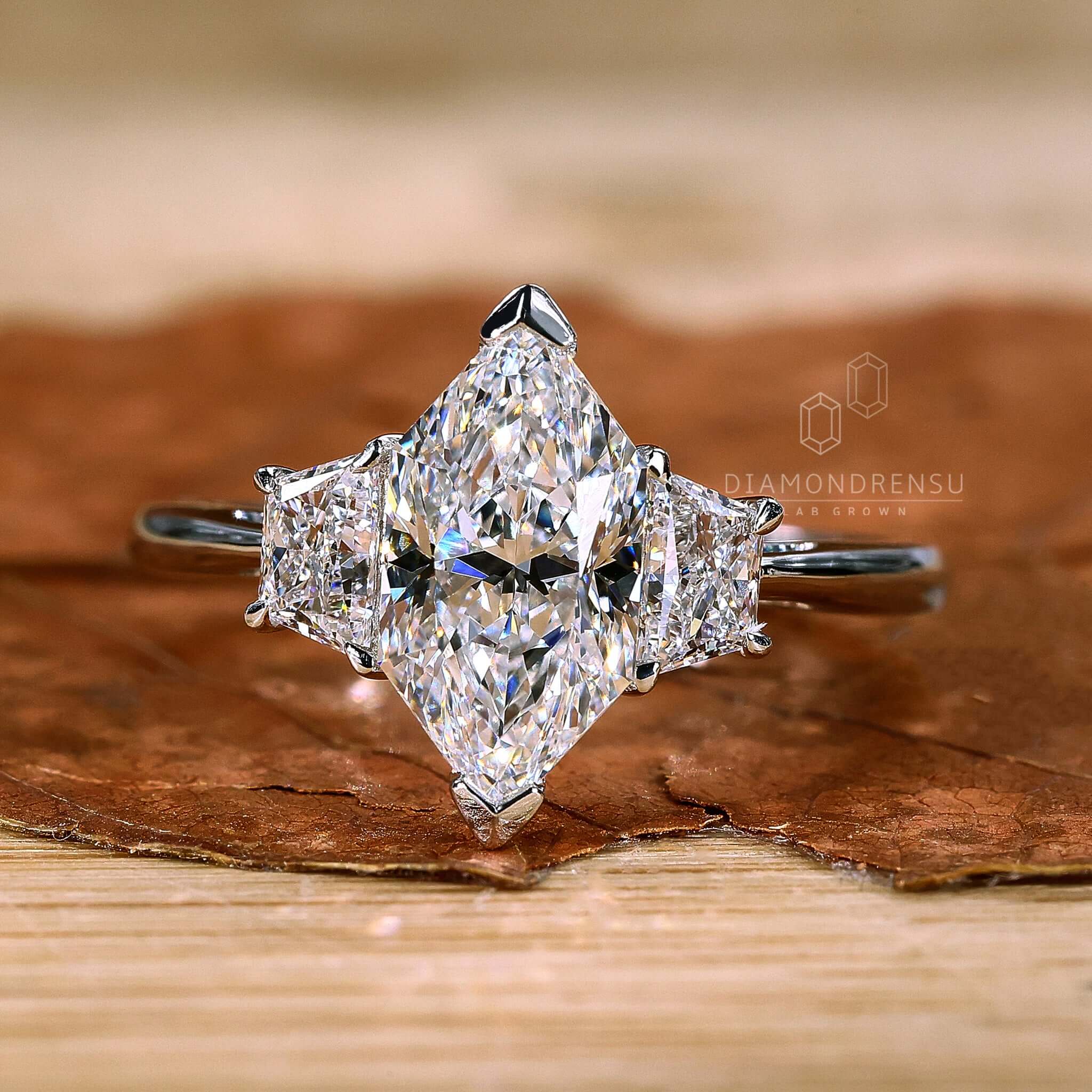 Three Stone Engagement Ring showcasing a trio of diamonds that symbolise past, present, and future.