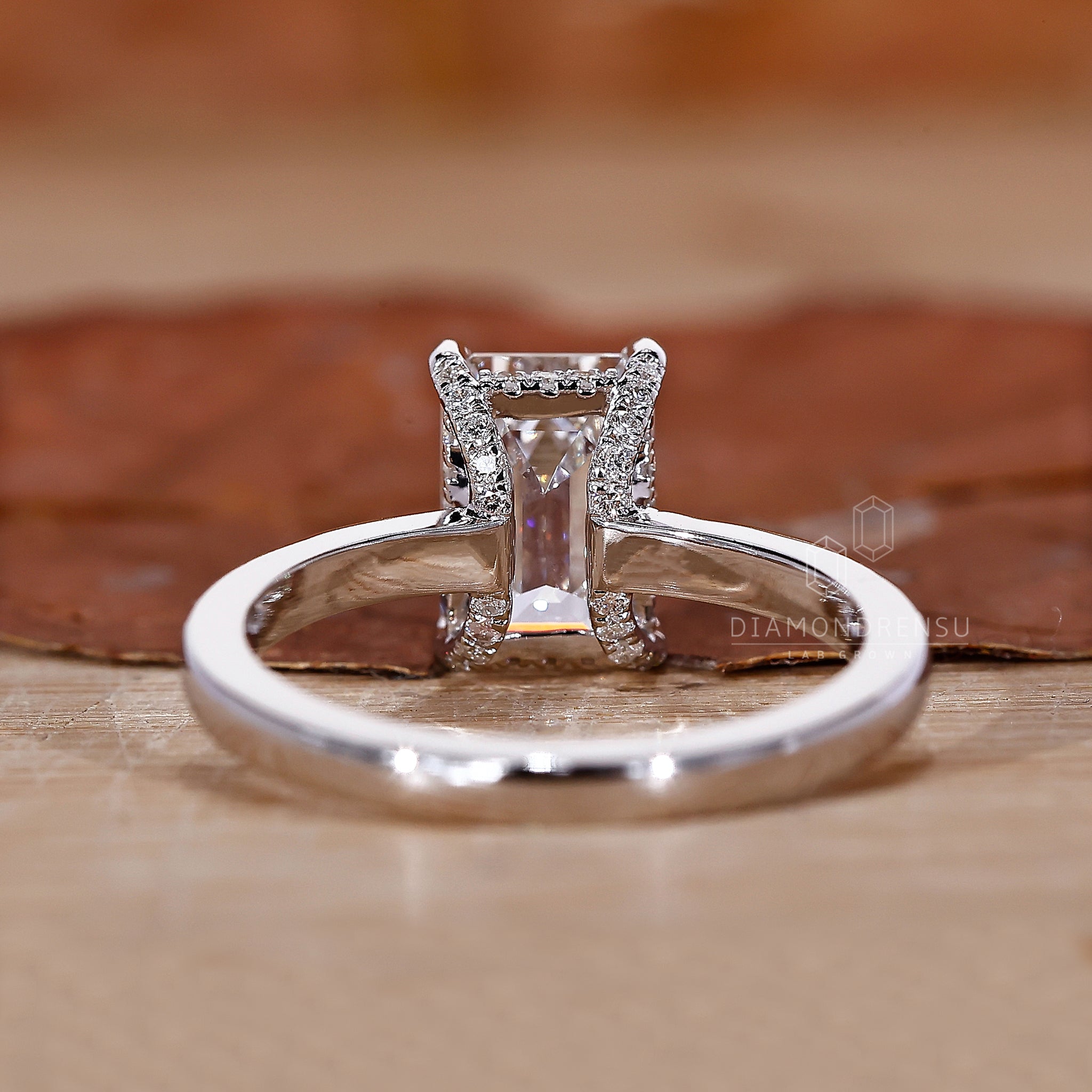 Diamond ring UK with a modern open gallery design.
