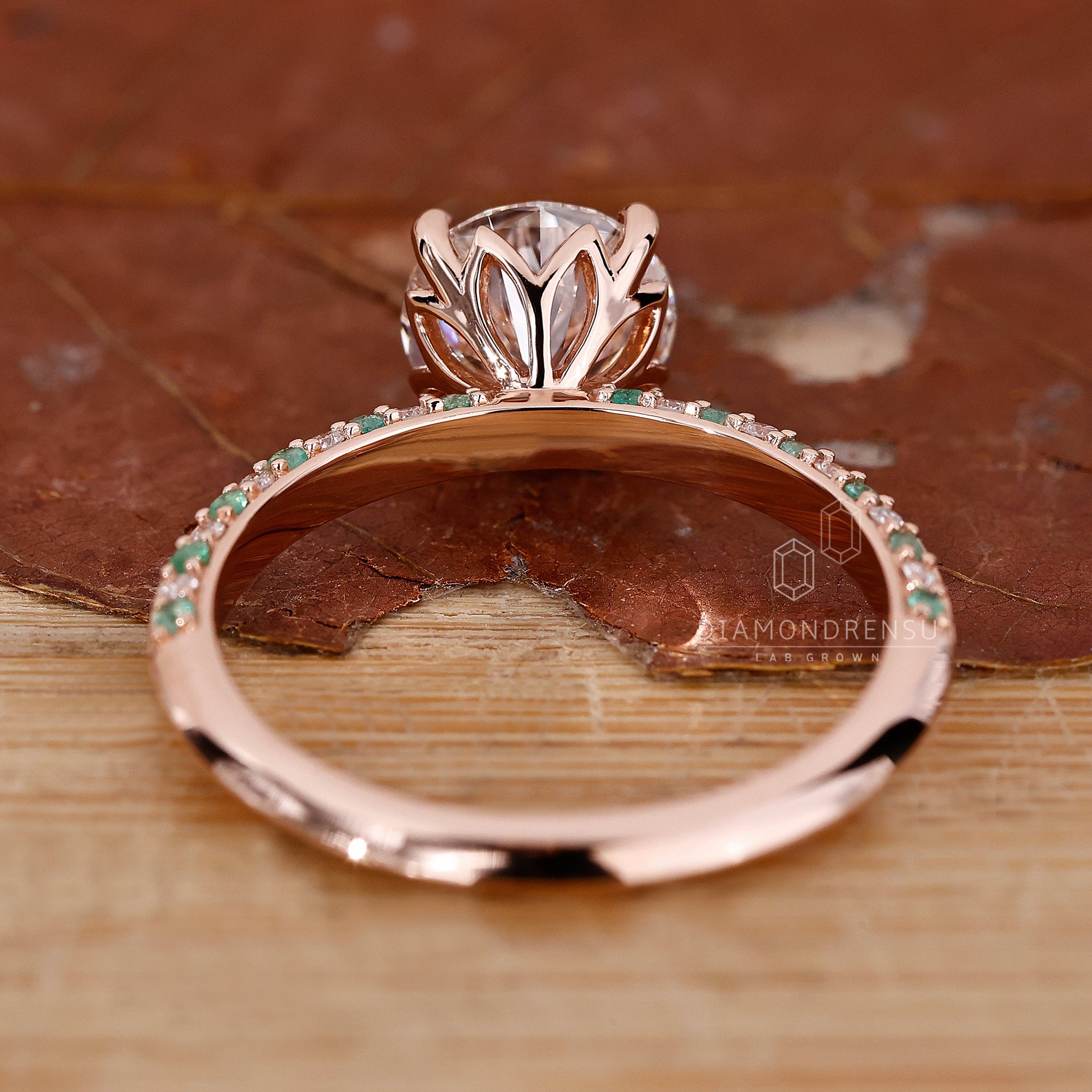 Pave Diamond Ring in round diamond engagement ring style
