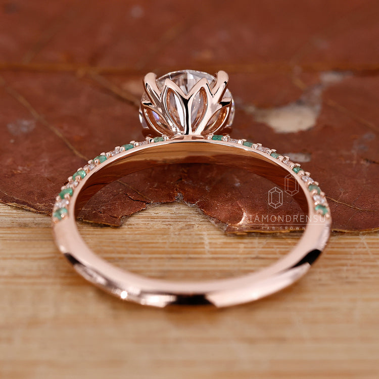 Pave Diamond Ring in round diamond engagement ring style
