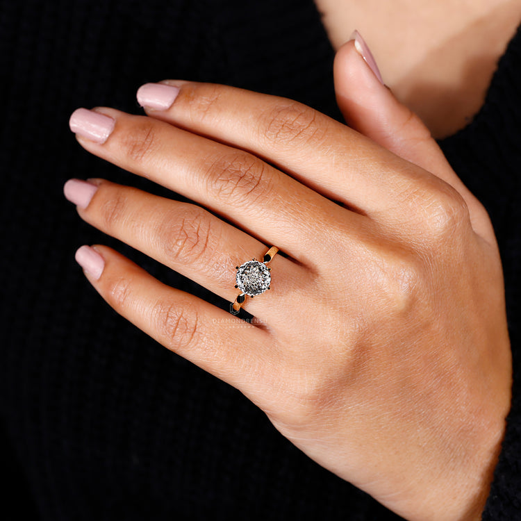 Solitaire ring with a pinched shank for a unique look.
