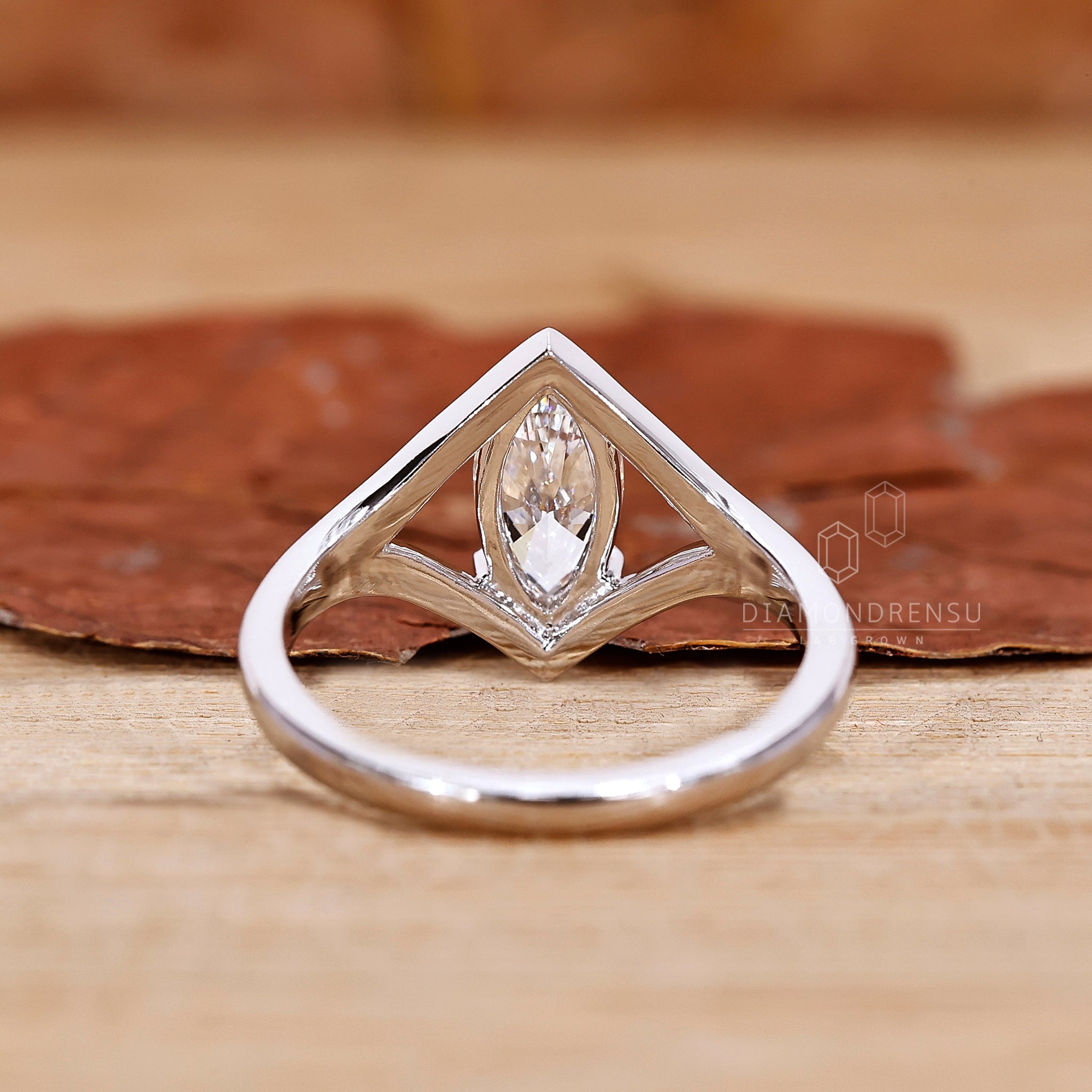 Custom engagement ring created with diamond white gold ring.
