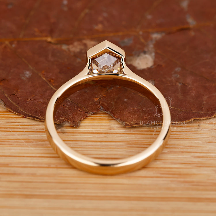 Lab Grown Diamond ring with bezel solitaire setting.
