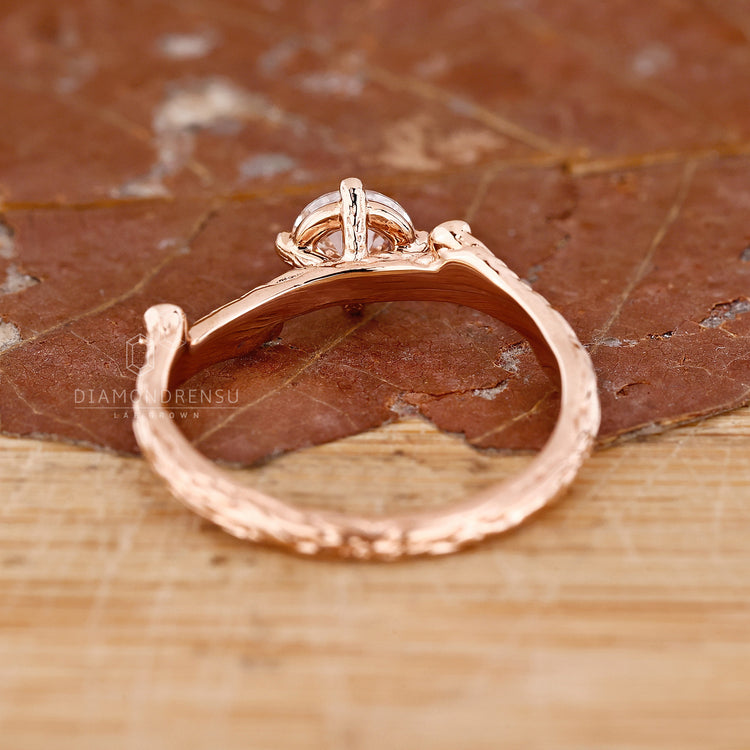 Nature Inspired Engagement Ring with round cut diamond ring
