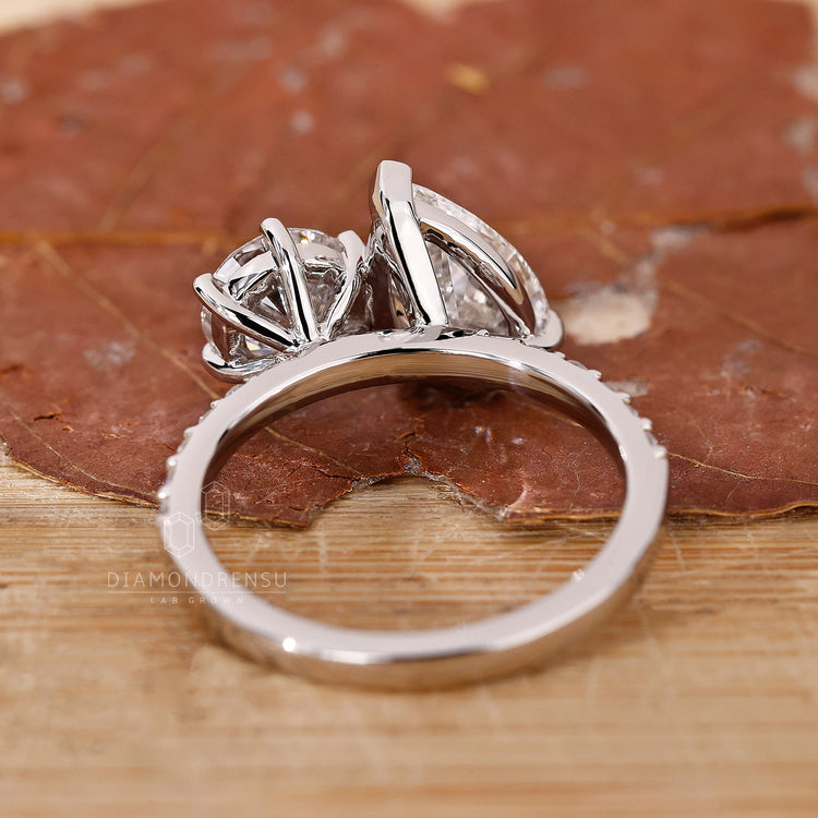 
Custom handmade diamond ring with V shaped prong setting.
