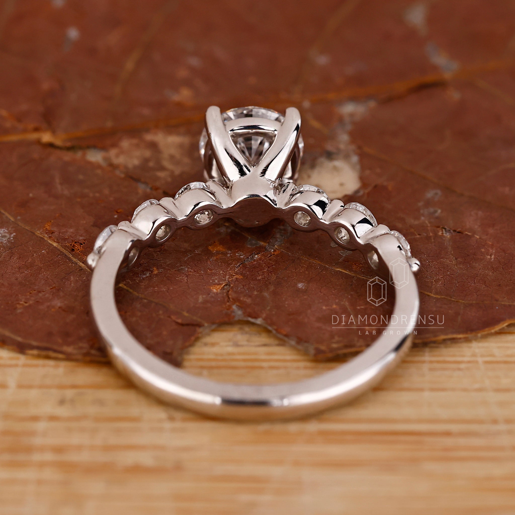 Elegant seven stone lab diamond ring in white gold