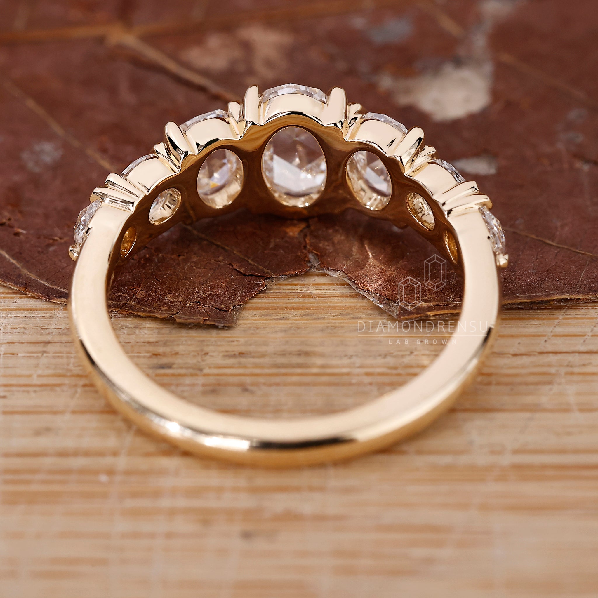Handmade ring with rose cut diamonds and claw setting.
