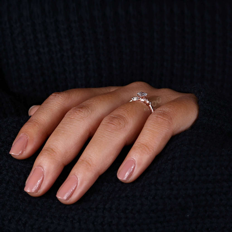 Engage ring uk with round brilliant cut, featuring a 5 stone diamond ring design for timeless elegance.

