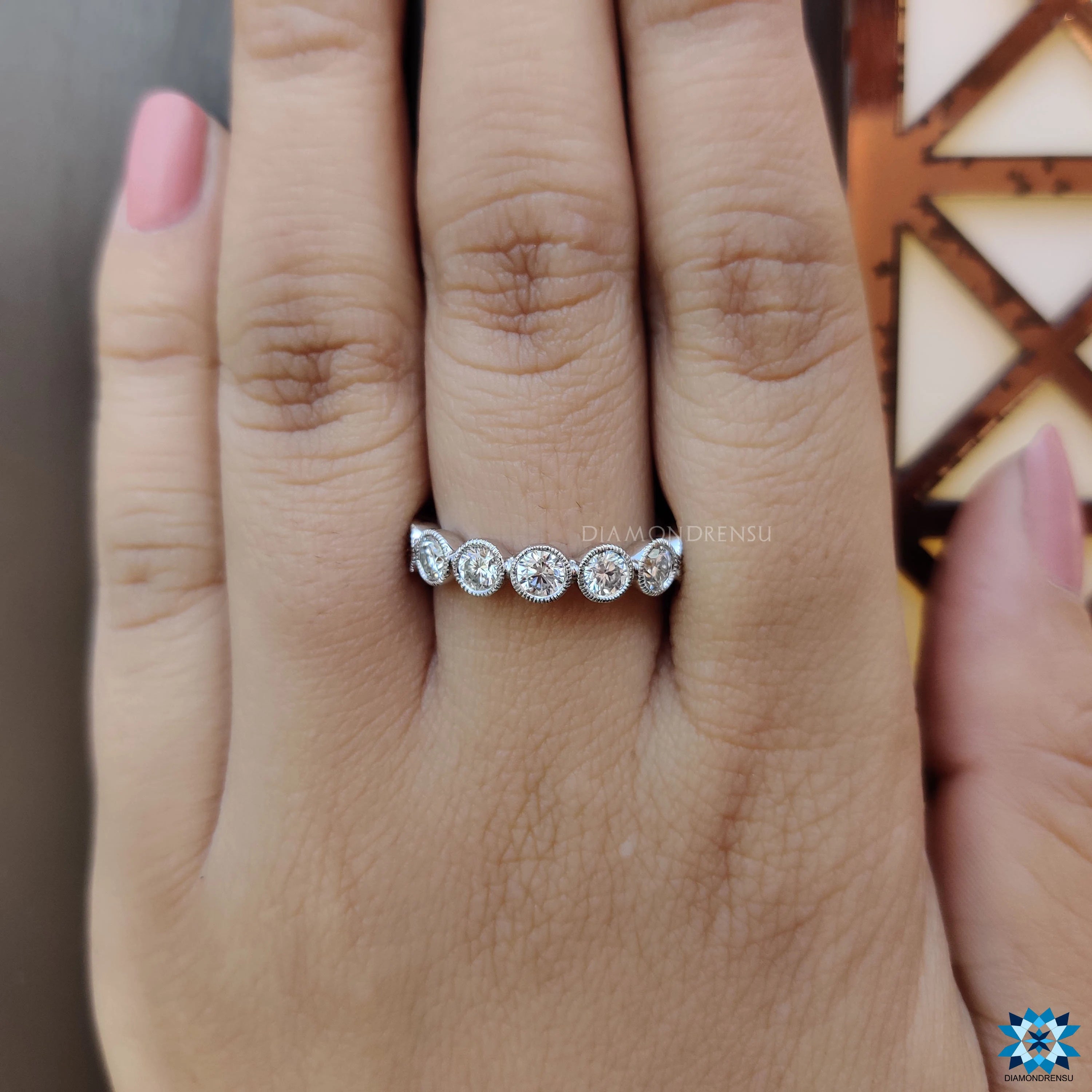 Eternity White Gold Milgrain Wedding Band