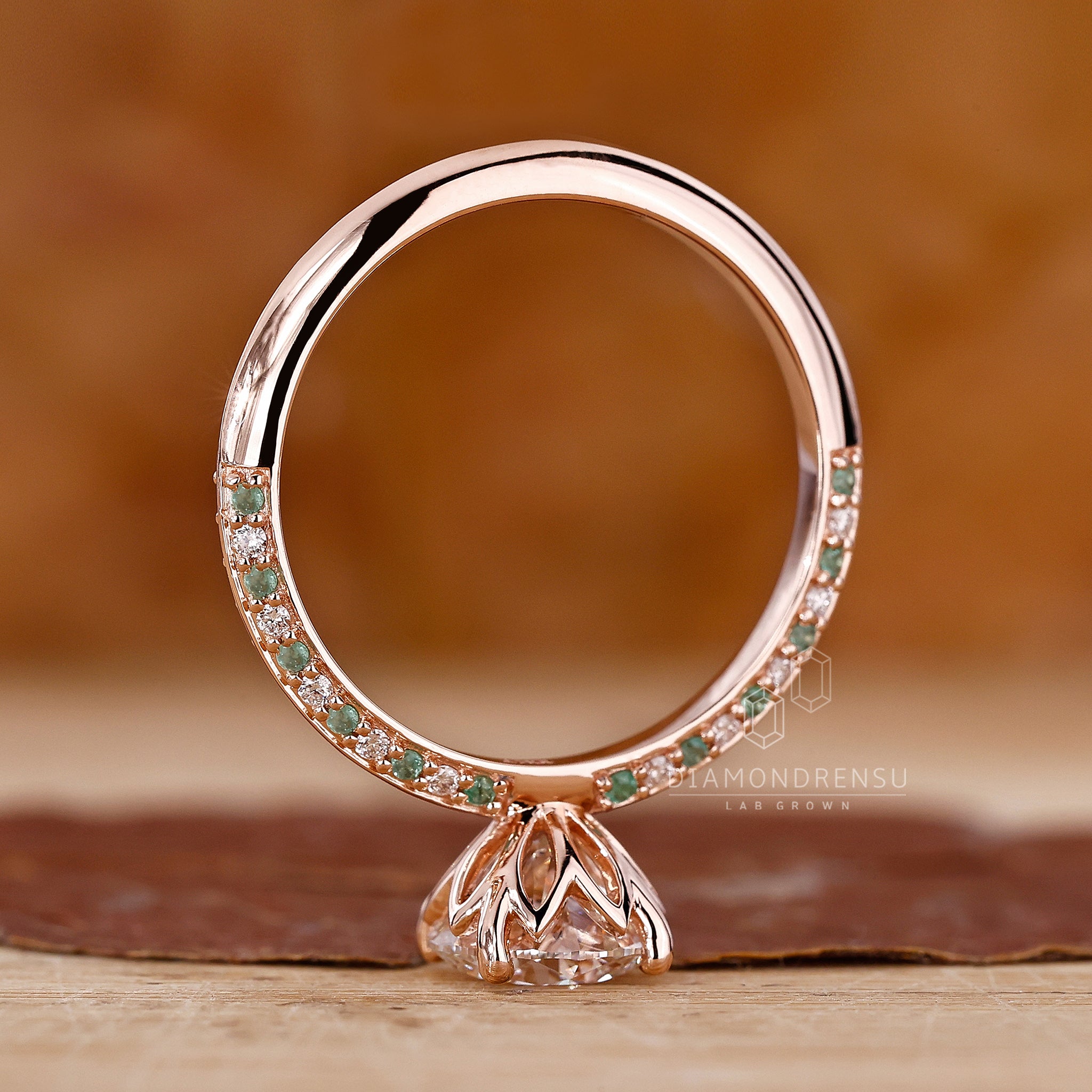 Rose gold ring jewellery with custom engagement ring
