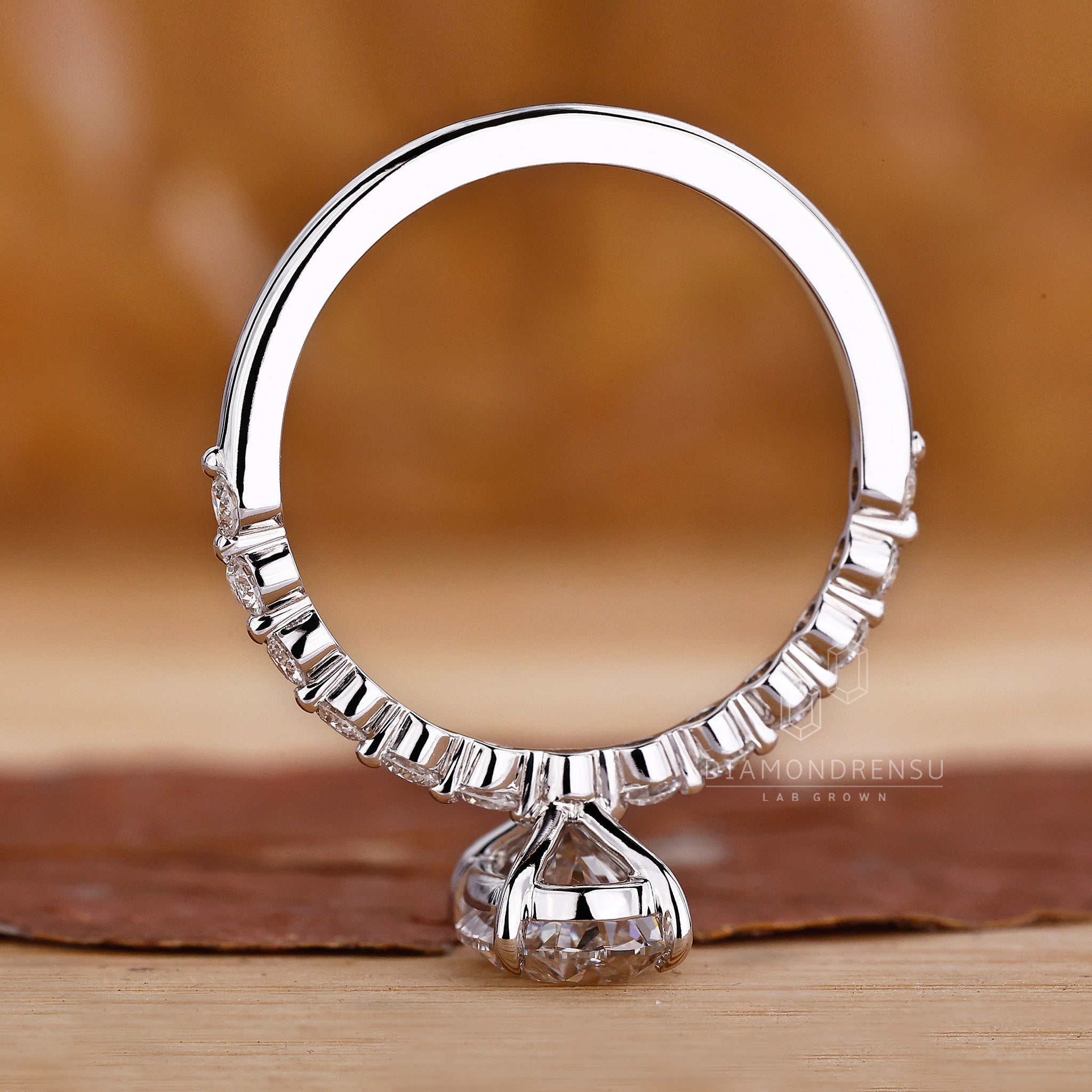 Lab Grown Diamond set in white gold engagement ring.
