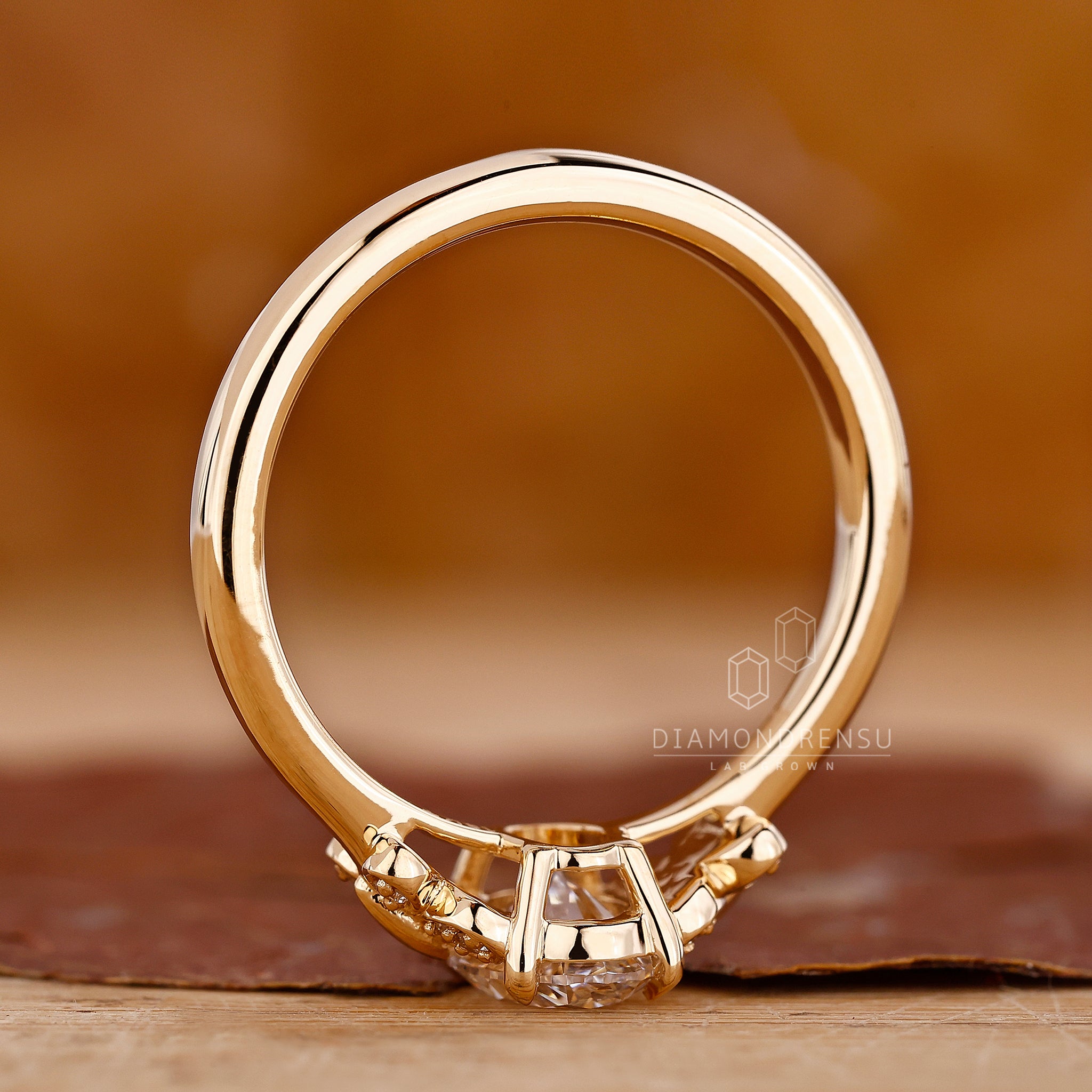 Lab Grown Diamond is placed in center and side stones.
