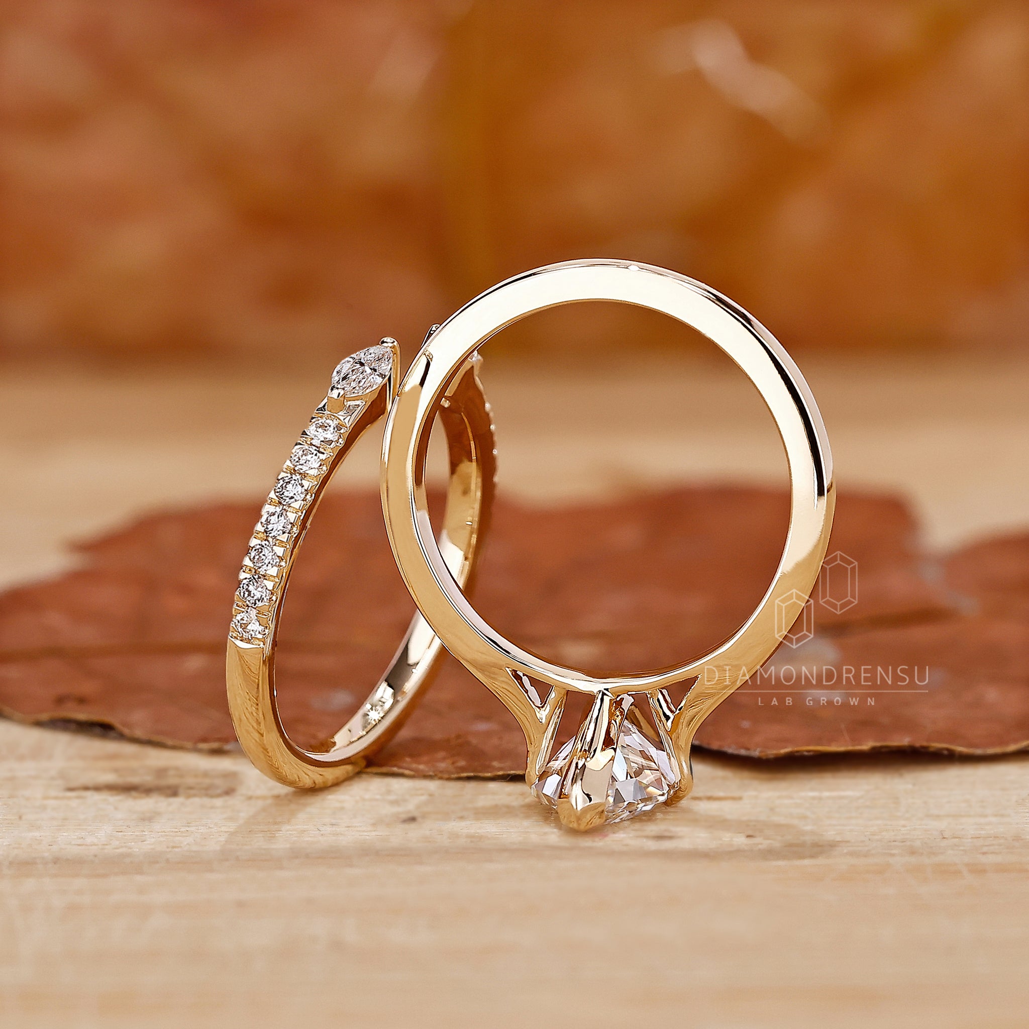 Lab grown marquise engagement ring.
