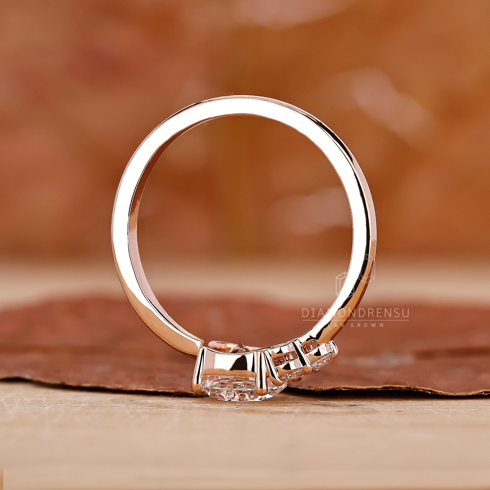 Handmade ring showcasing an asymmetrical engagement design.
