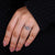 Cathedral setting ring crafted in white gold.

