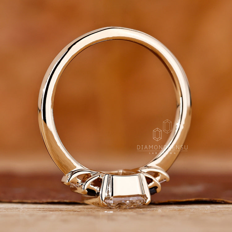 Emerald Cut Ring with tapered shank ring
